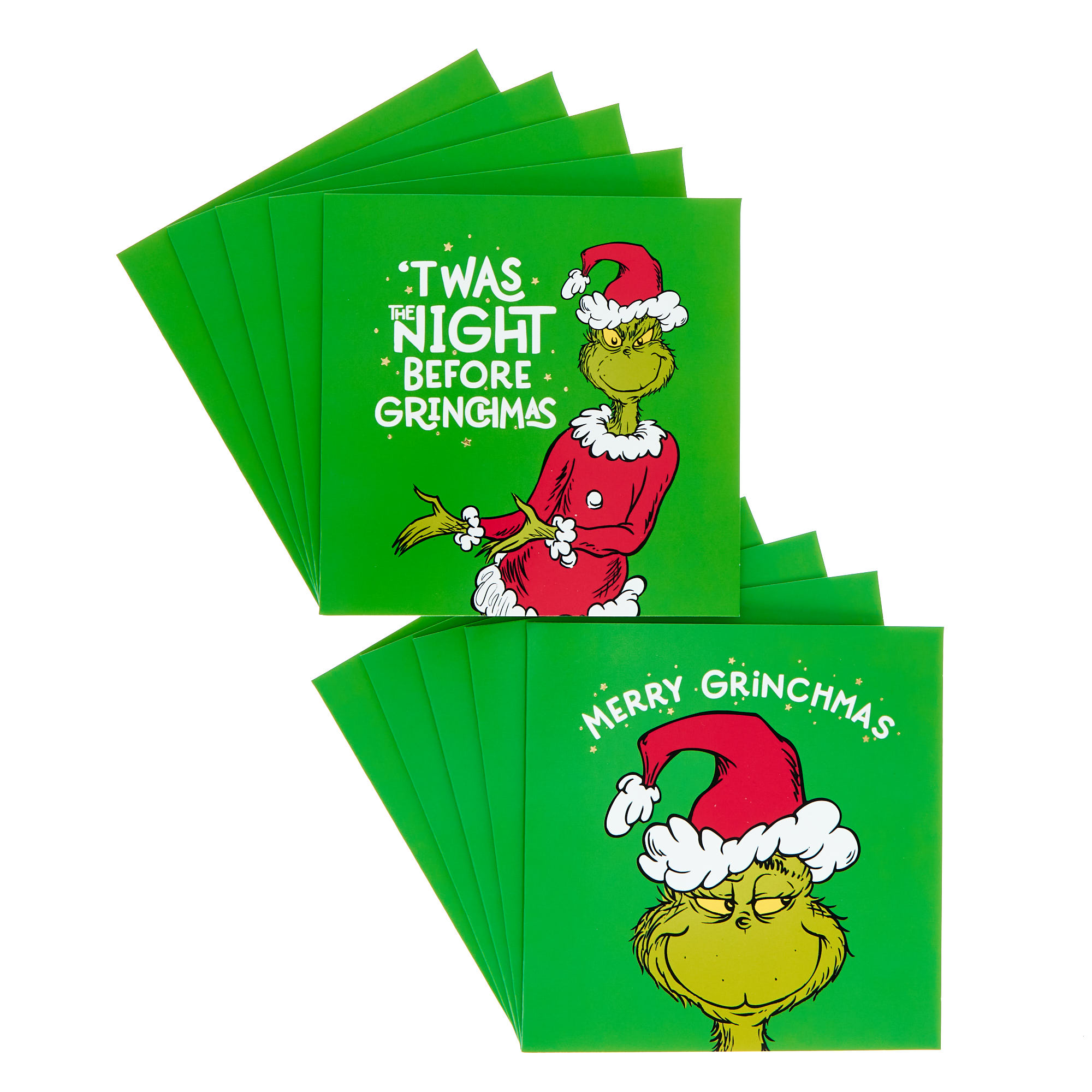 12 Christmas Cards - The Grinch (2 Designs)