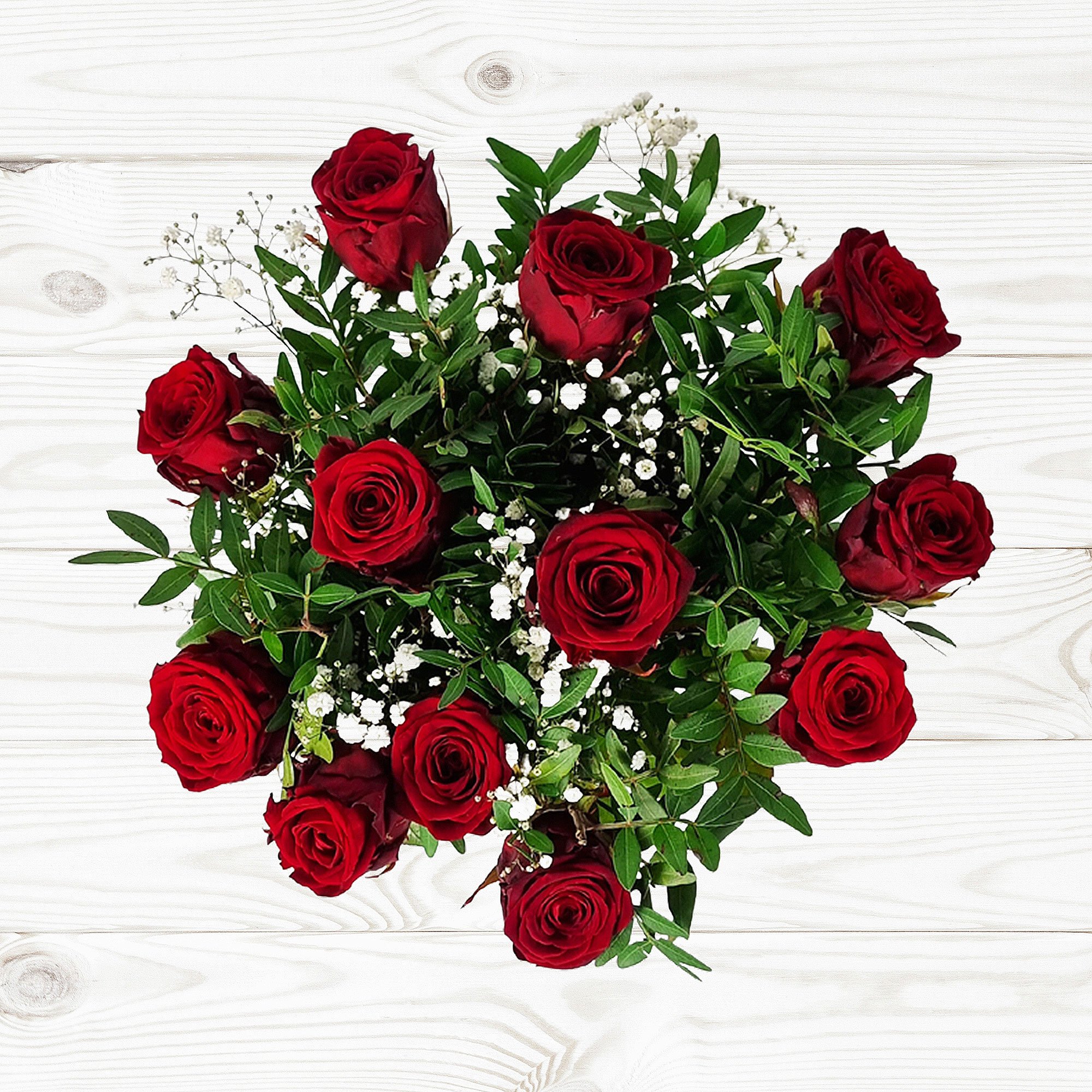 Dozen Red Roses Flower Bouquet - Free Delivery!