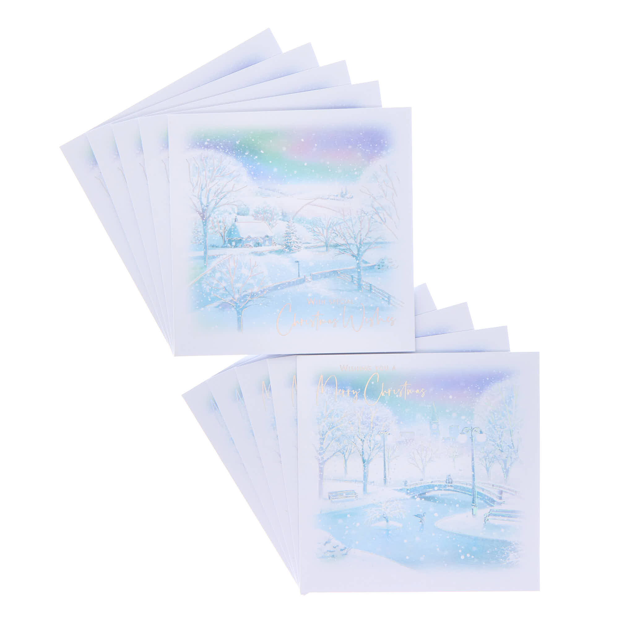 18 Charity Christmas Cards - Iridescent Snow (2 Designs)