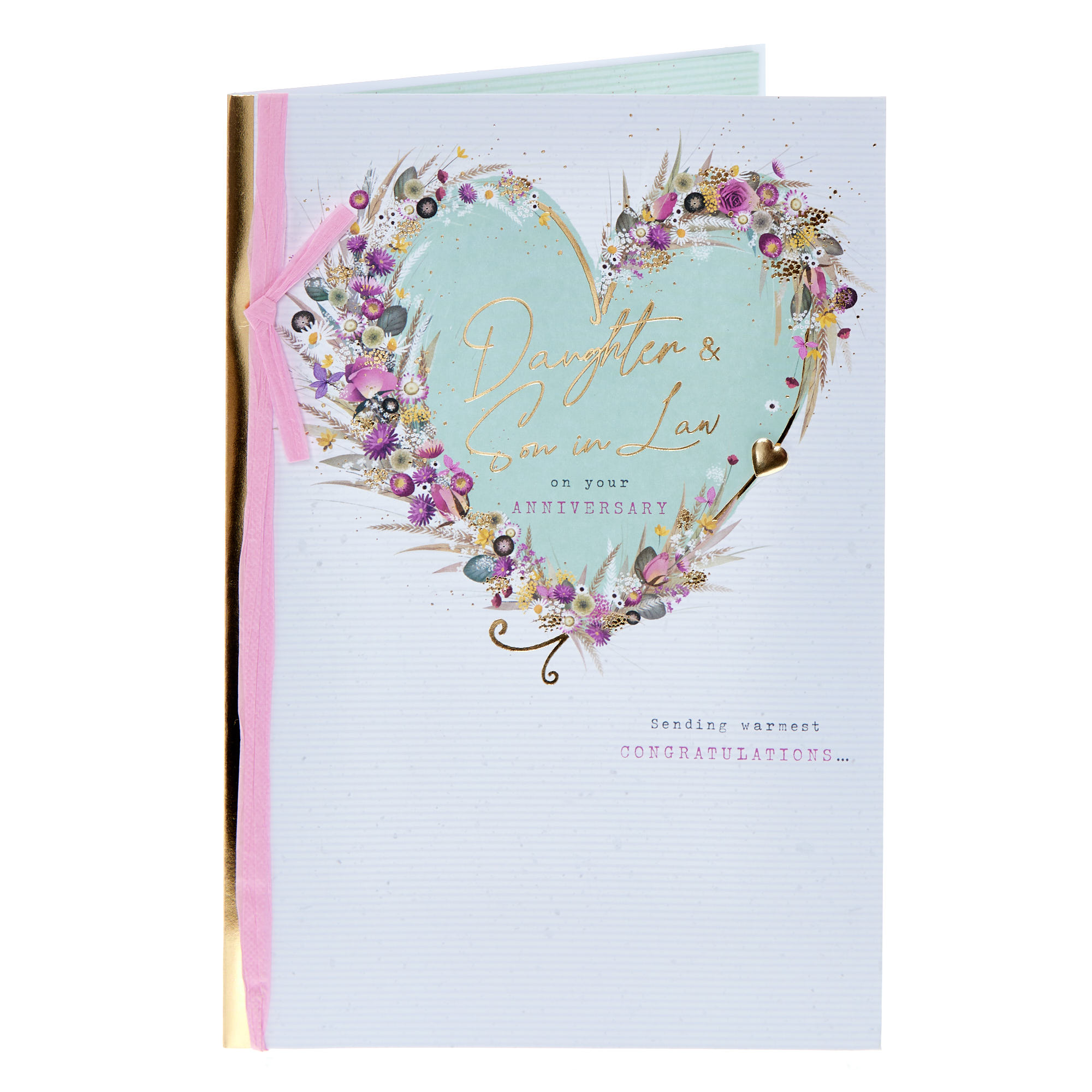 Daughter & Son In Law Warmest Congratulations Wedding Anniversary Card