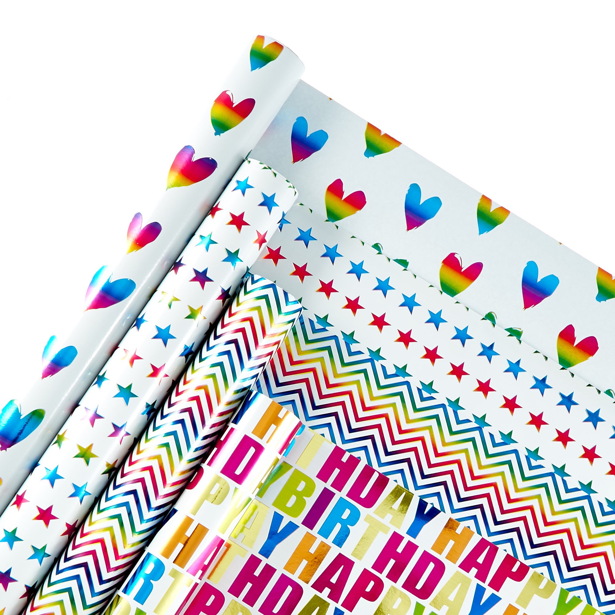 Rainbow Themed Wrapping Paper - 4 Rolls 