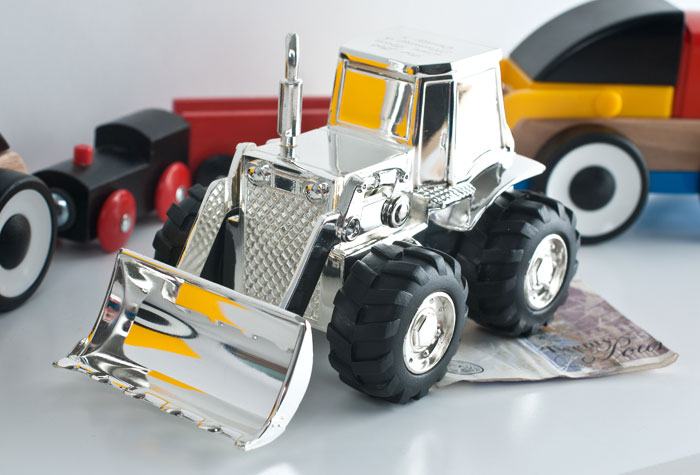 Personalised Digger Silver-Plated Money Box