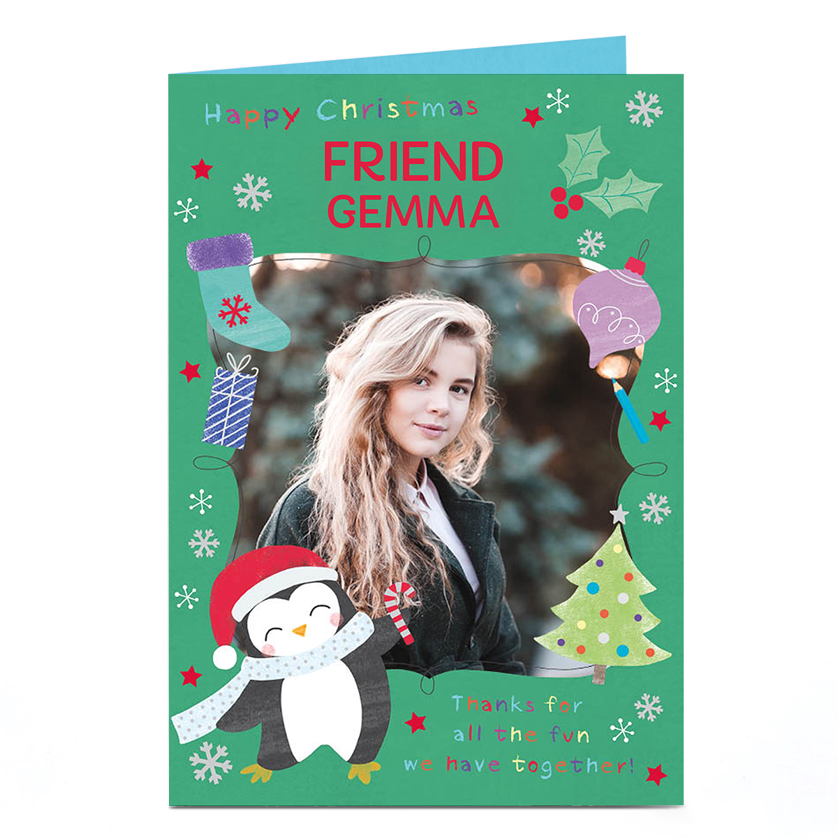 Photo Christmas Card - Cute Penguin, Friend