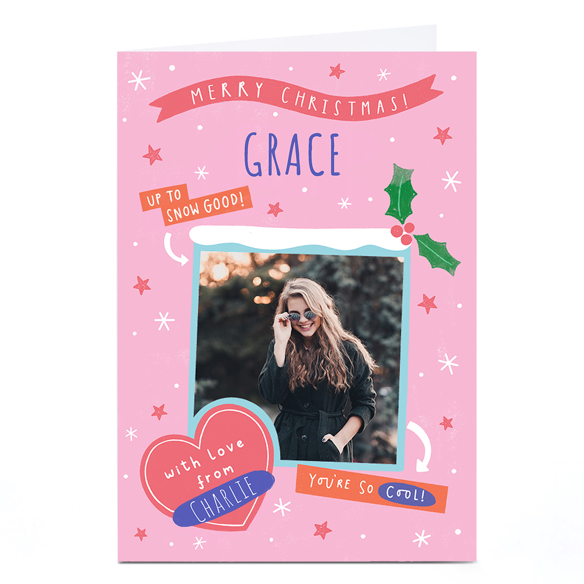 Photo Jess Moorhouse Christmas Card - Up to Snow Good Pink