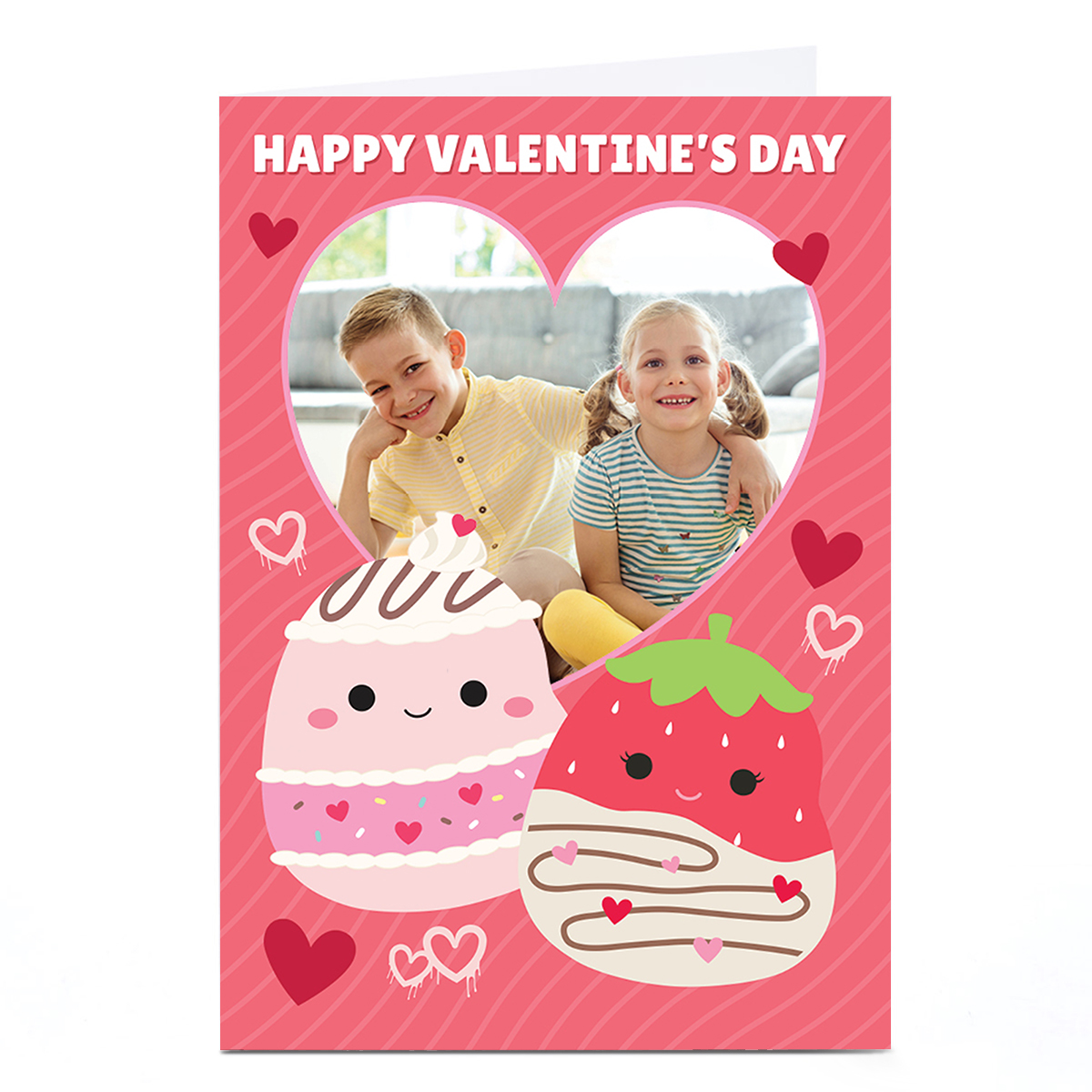 Photo Squishmallowa Valentine's Day Card - Pink and Hearts