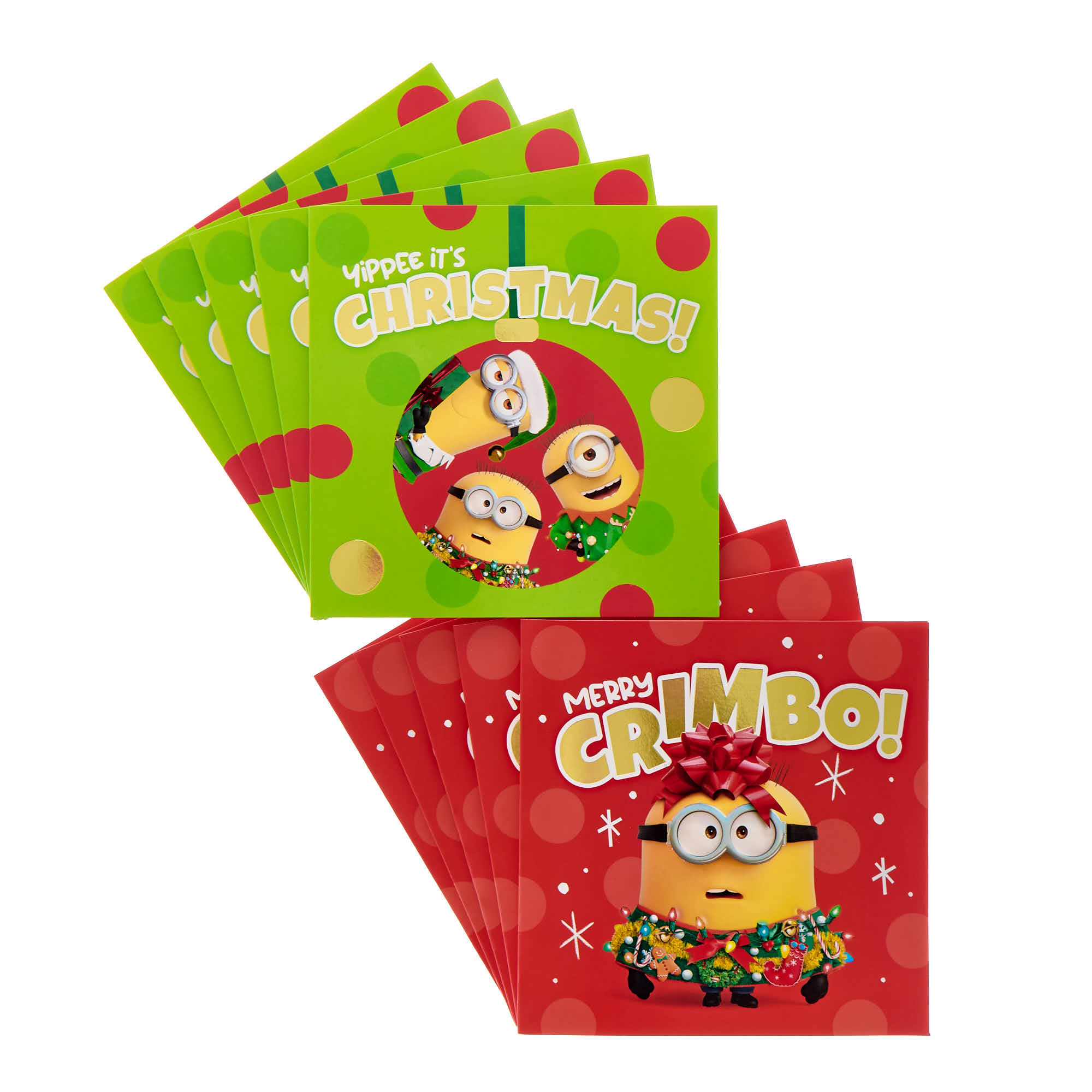 Minions Christmas Cards - Pack of 12 (2 Designs)