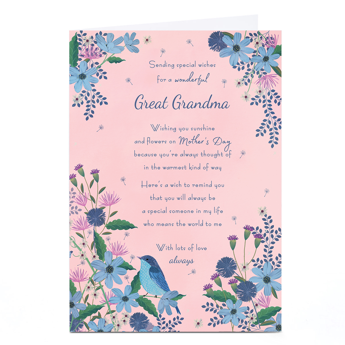 Personalised Mother's Day Card - Special Wishes for Great Grandma Poem