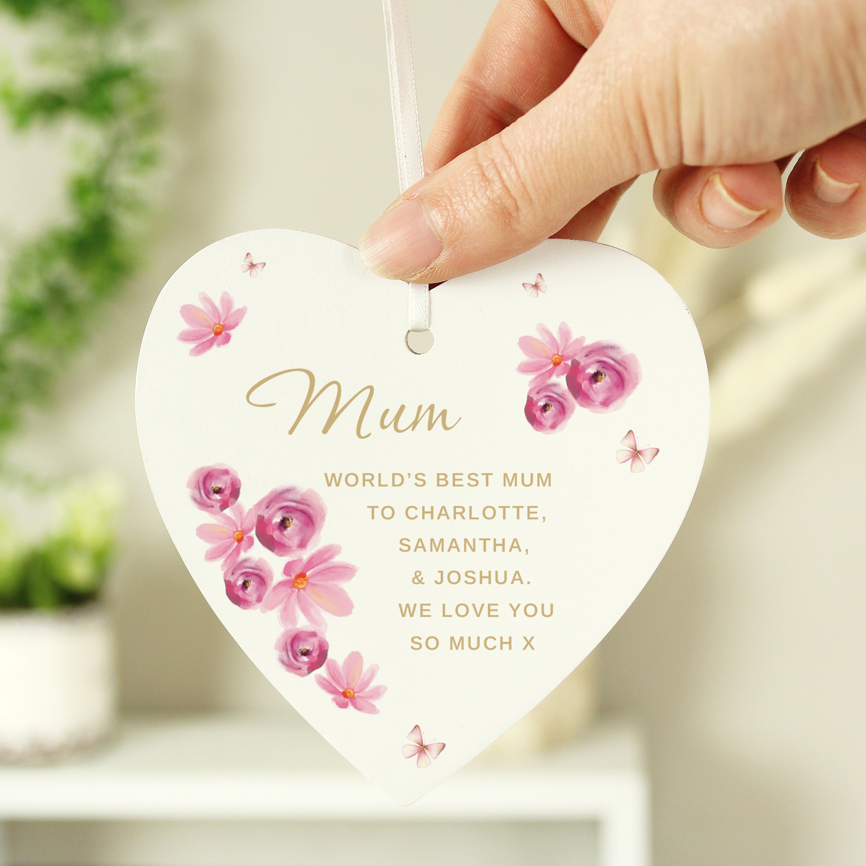 Personalised Floral Wooden Heart