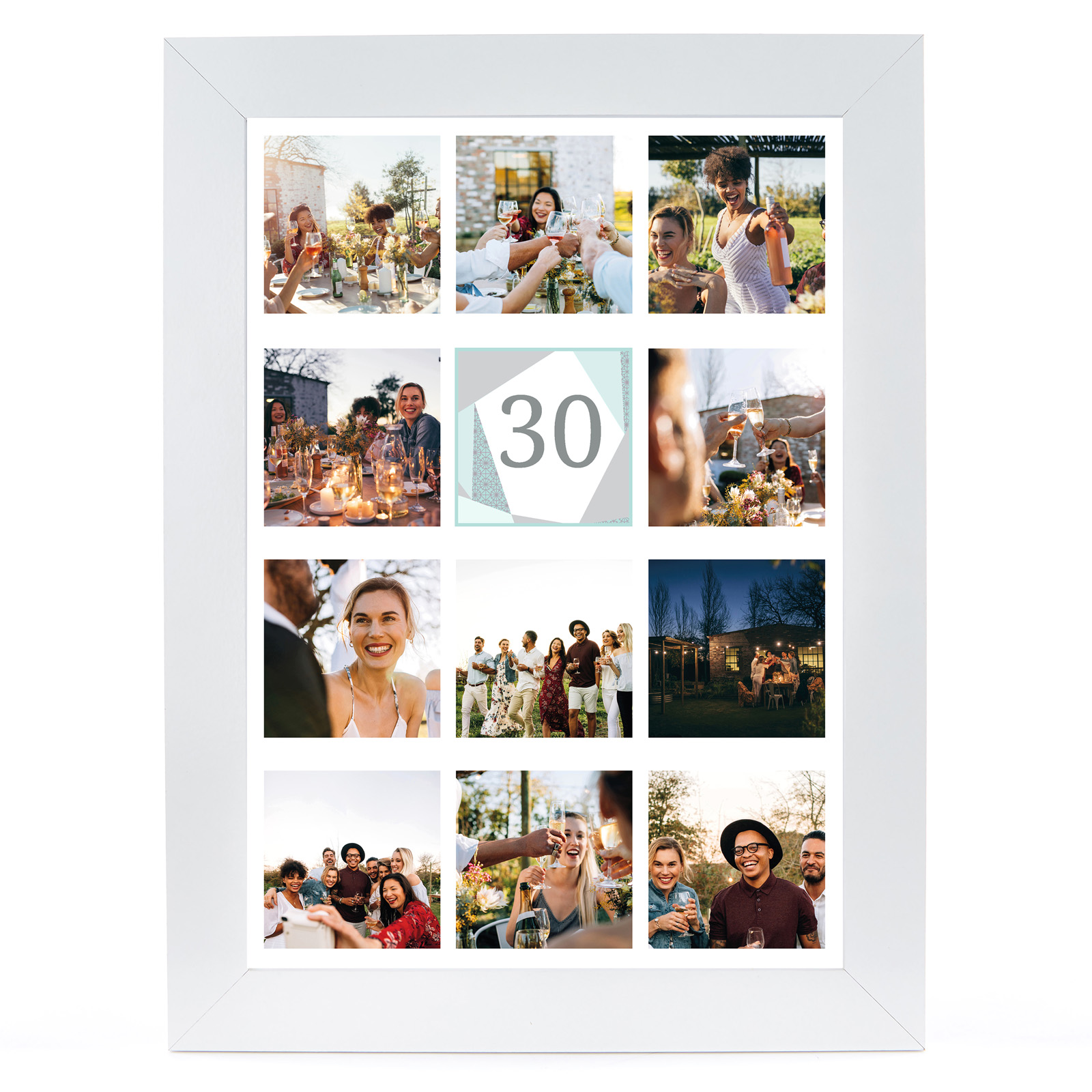 Personalised 30th Milestone Age Photo Print - Geometric Mint, Editable Age