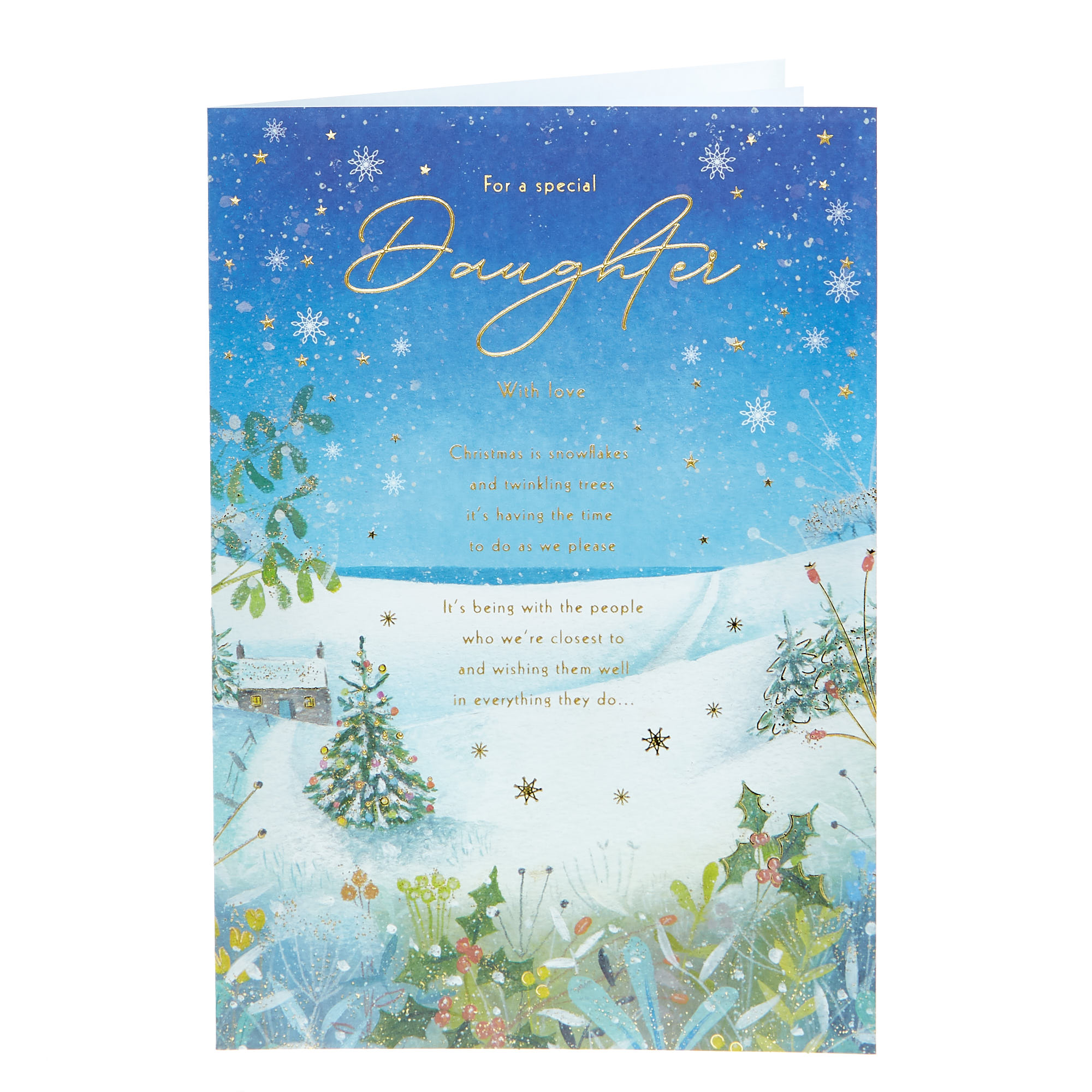 Christmas Card - Daughter Snowflakes & Twinkling Trees