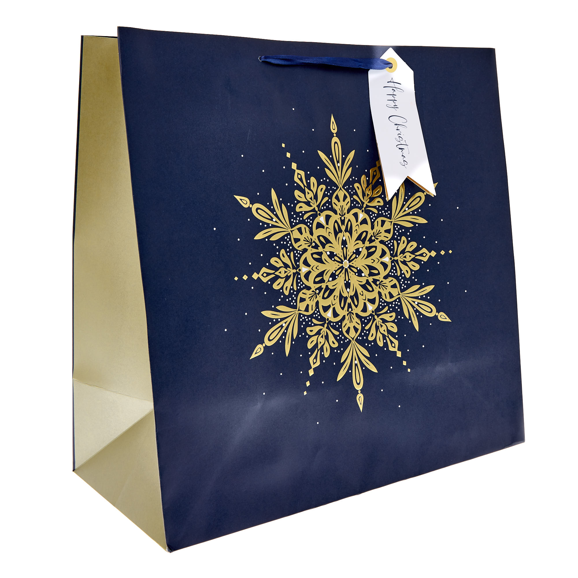 Navy & Gold Flake Giant Square Christmas Gift Bag