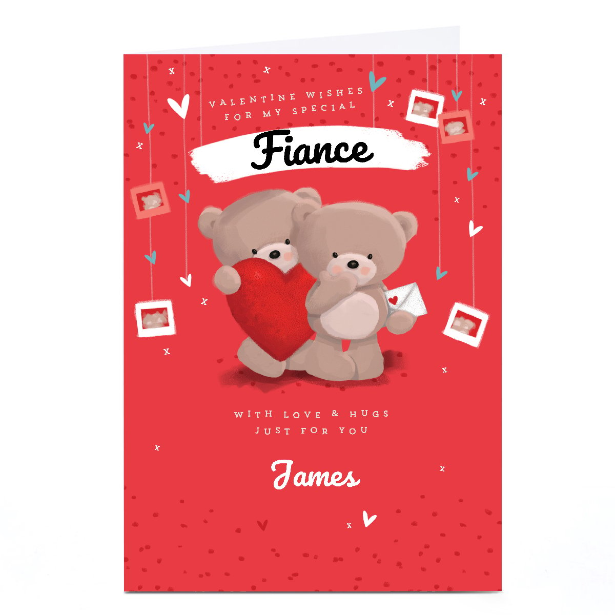 Personalised  Hugs Valentine's Day Card - Valentine's Wishes, Fiance