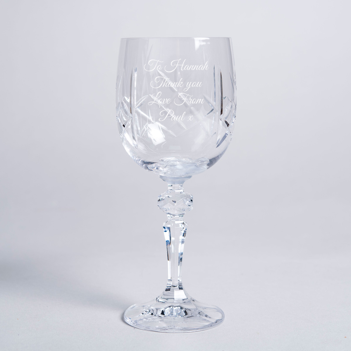 Personalised Cut Crystal Wine Glass - Message