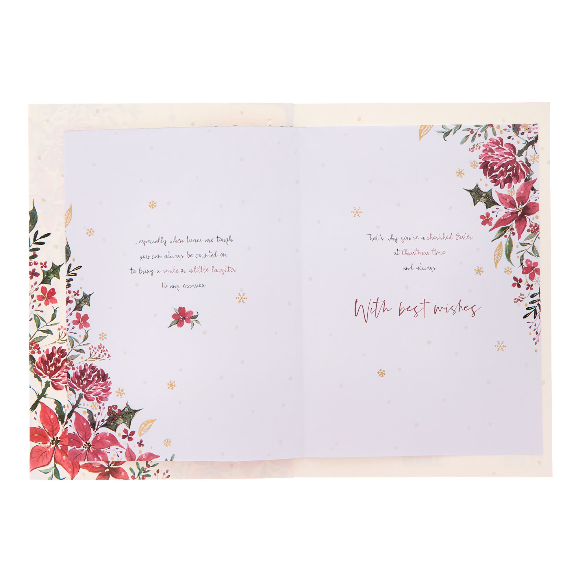 Sister Red Flowers Christmas Card