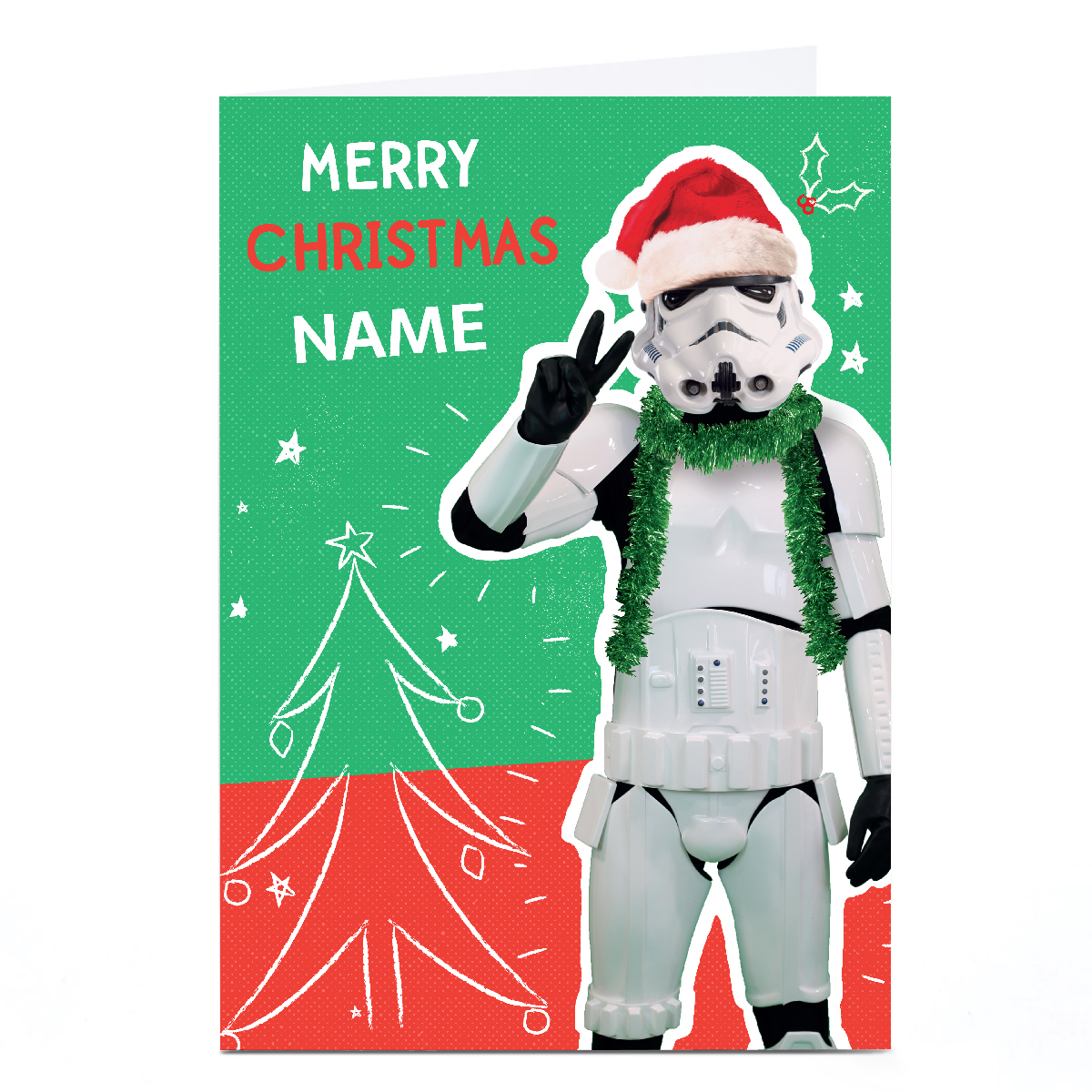 Personalised Star Wars Christmas Card - Festive Stormtrooper, Any Name