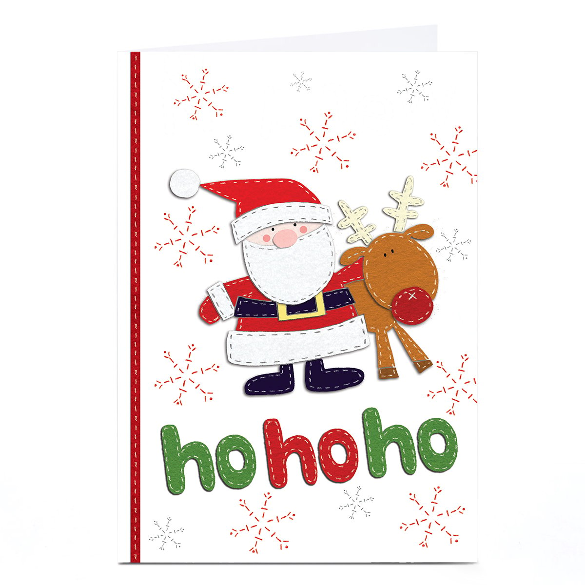 Personalised Christmas Card - Ho Ho Ho Santa and Rudolph