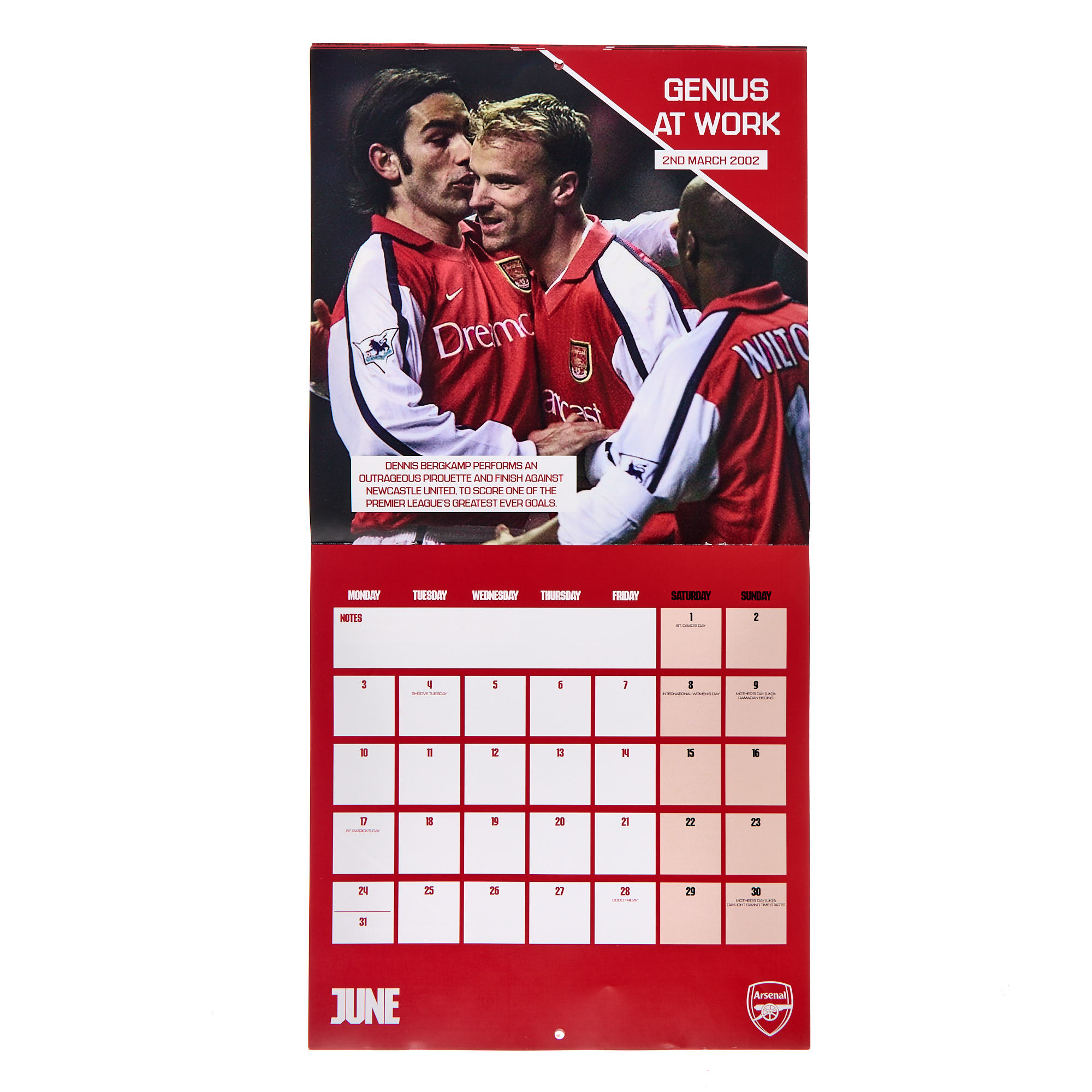 Arsenal Club Moments By Month 2025 Square Calendar