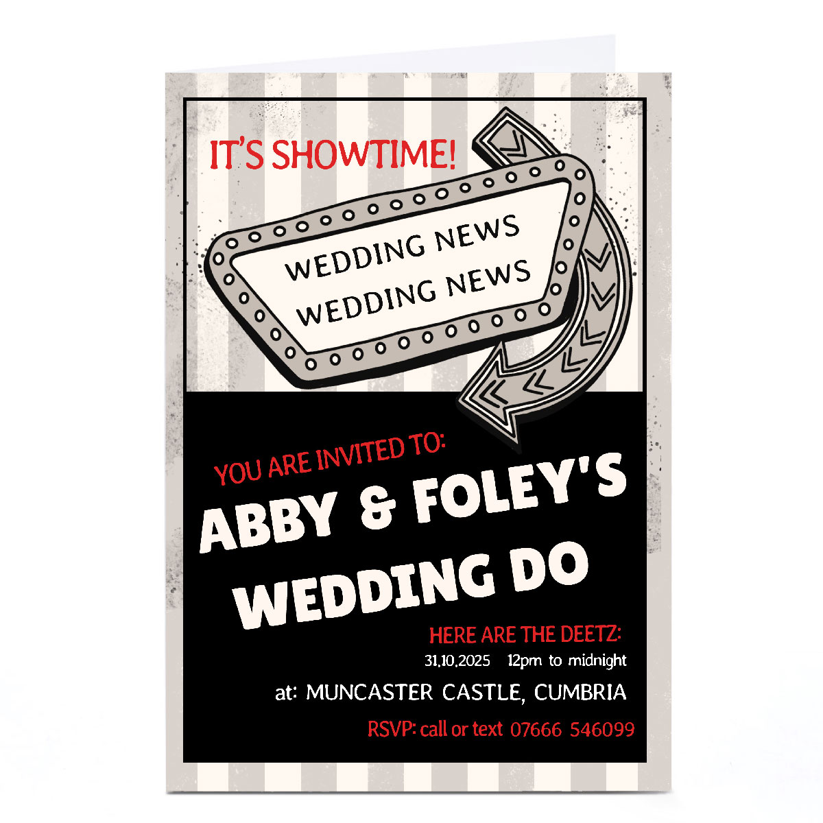 Personalised Save The Date Card - Wedding Showtime