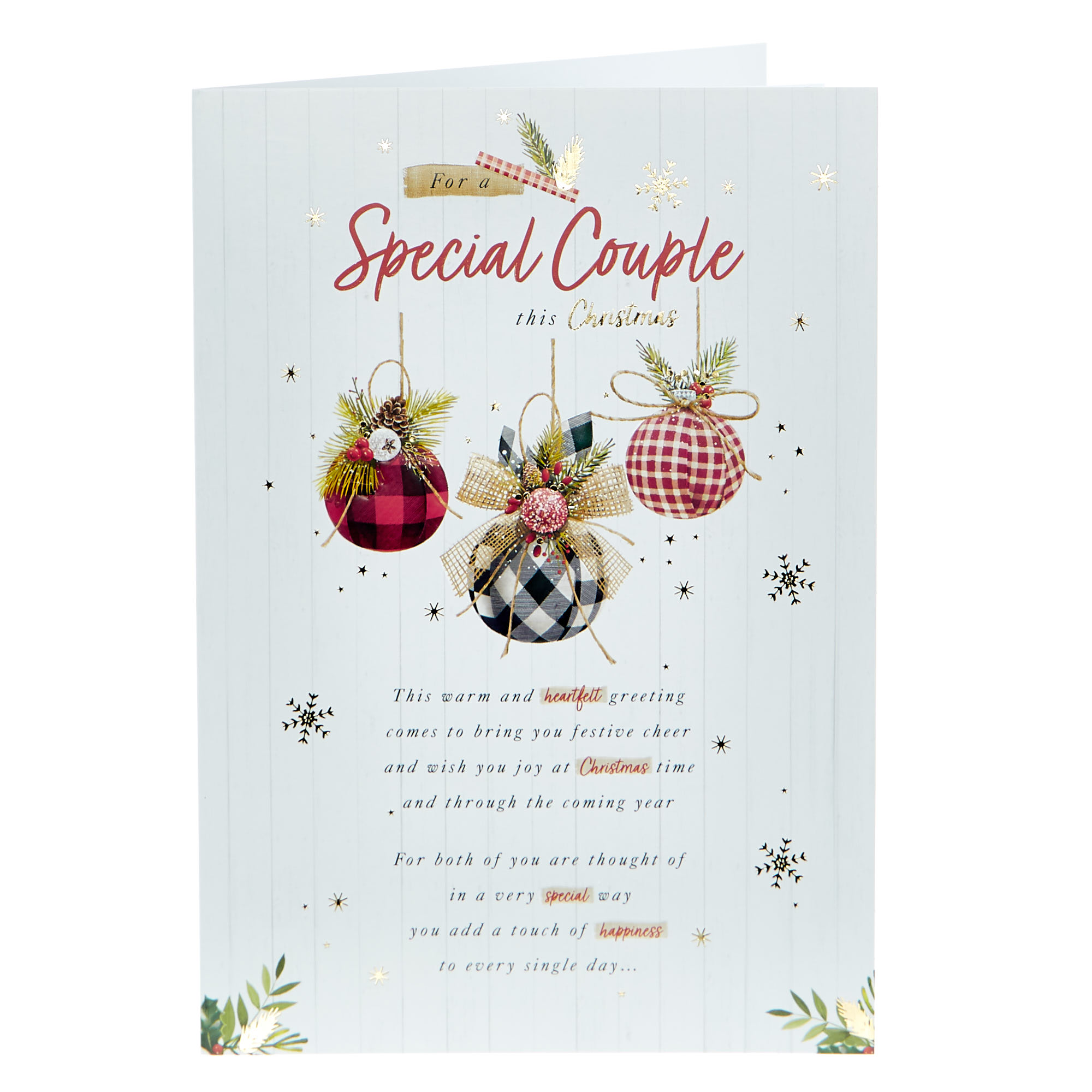 Christmas Card - Special Couple Traditional Baubles