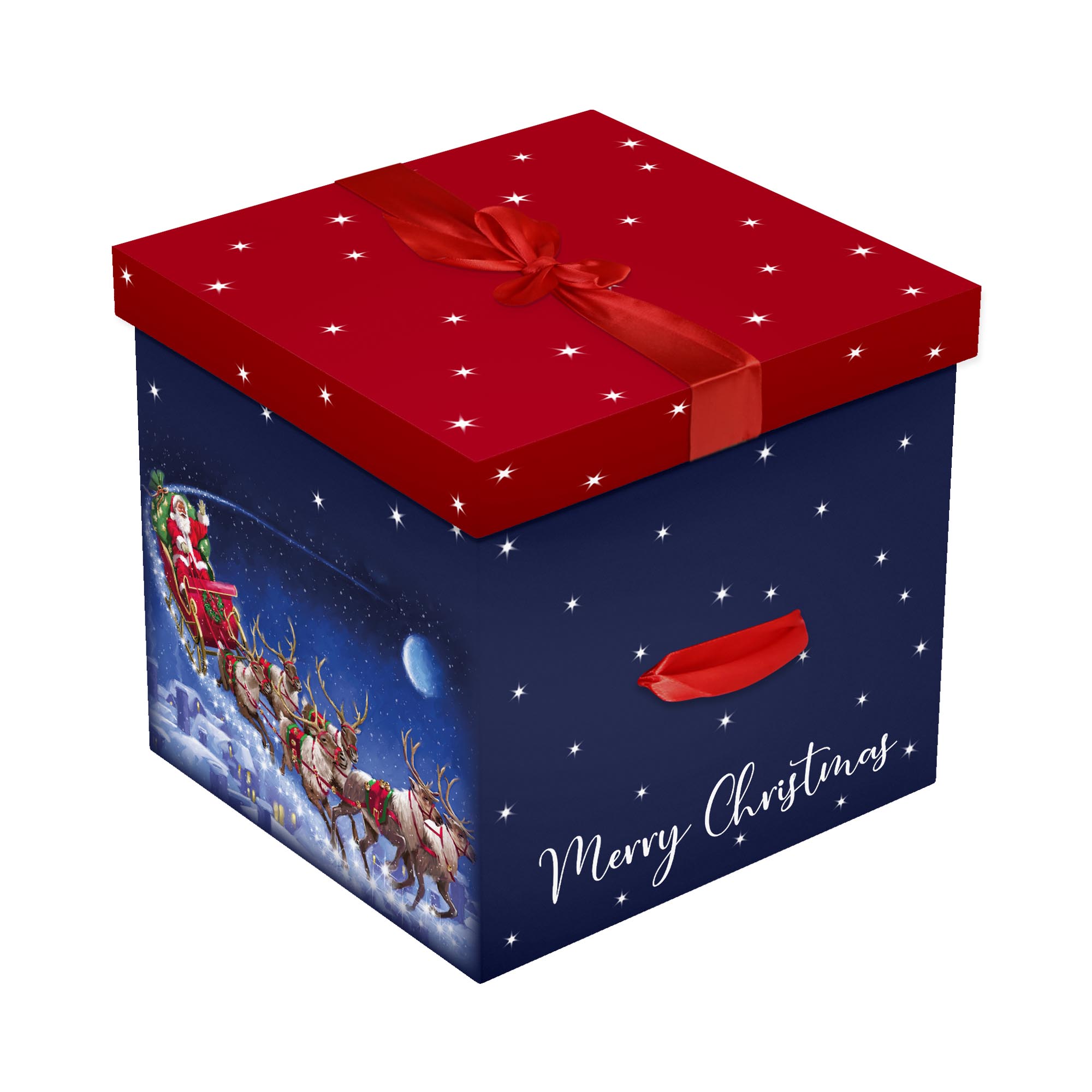 Square Flat Pack Santa's Sleigh Christmas Gift Box