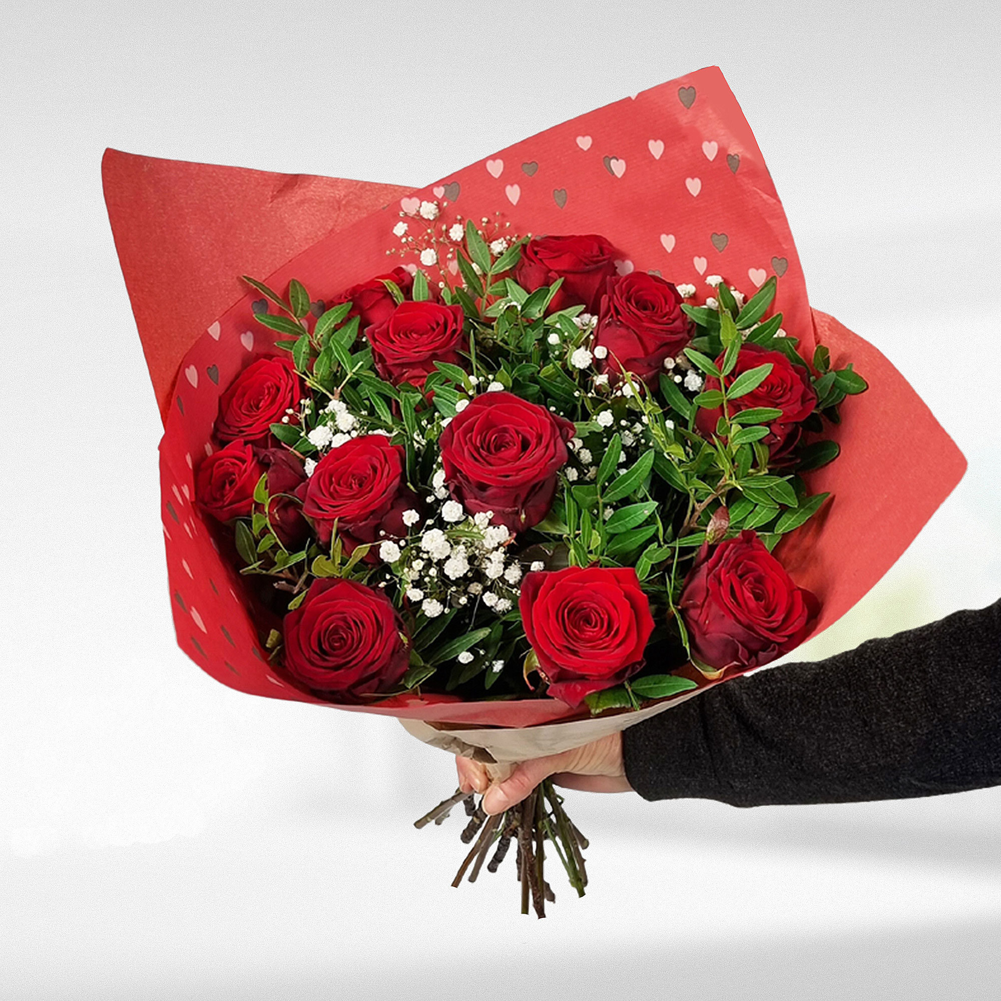 Dozen Red Roses Flower Bouquet - Free Delivery!