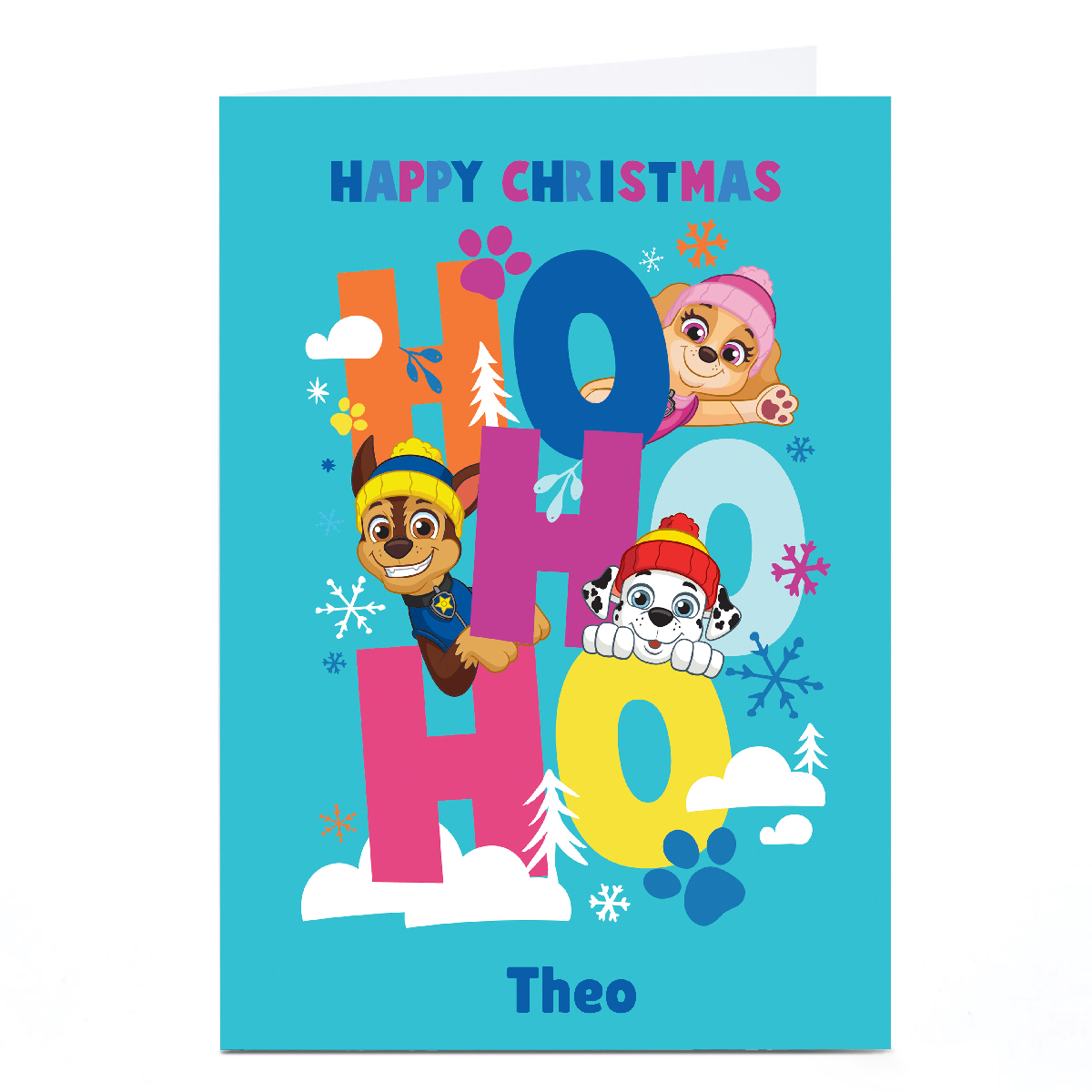 Personalised Paw Patrol Christmas Card - Ho Ho Ho, Any Name