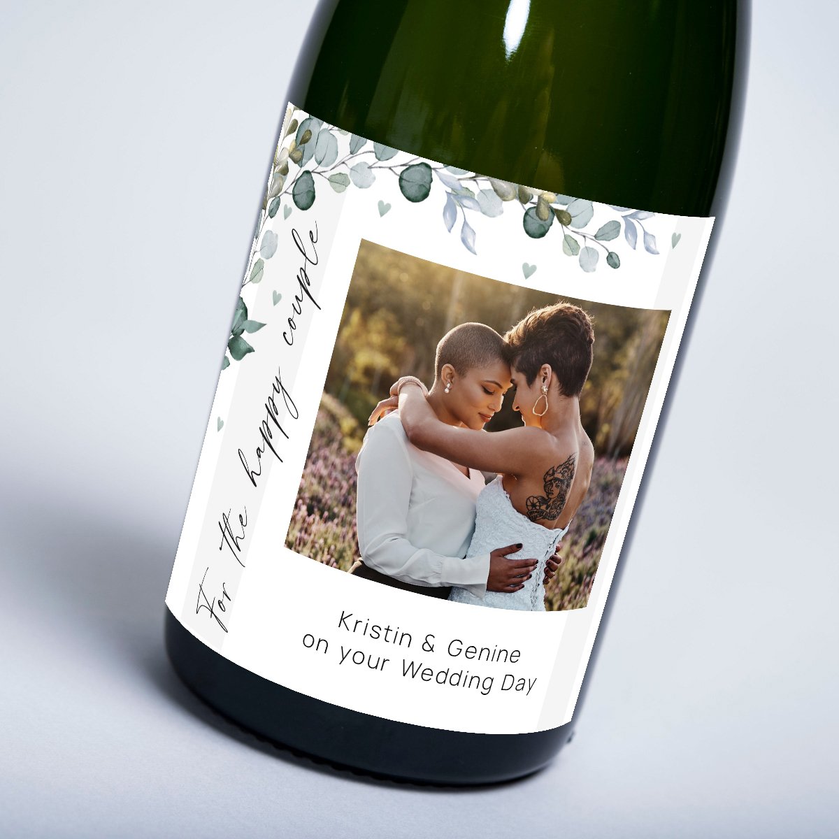 Personalised Photo Upload Wedding Champagne - For The Happy Couple