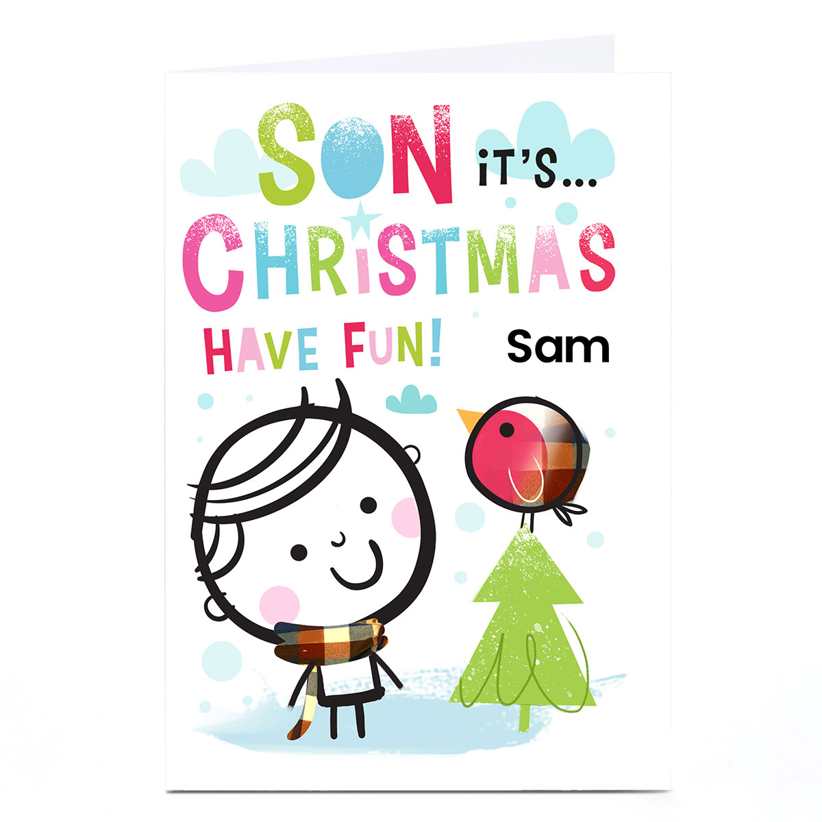 Personalised Hello Munki Christmas Card - Son