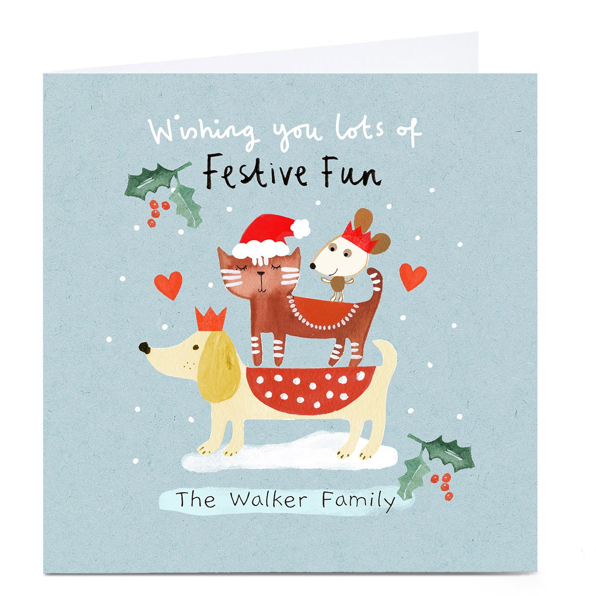 Personalised Lindsay Loves To Draw Christmas Card - Festive Fun 