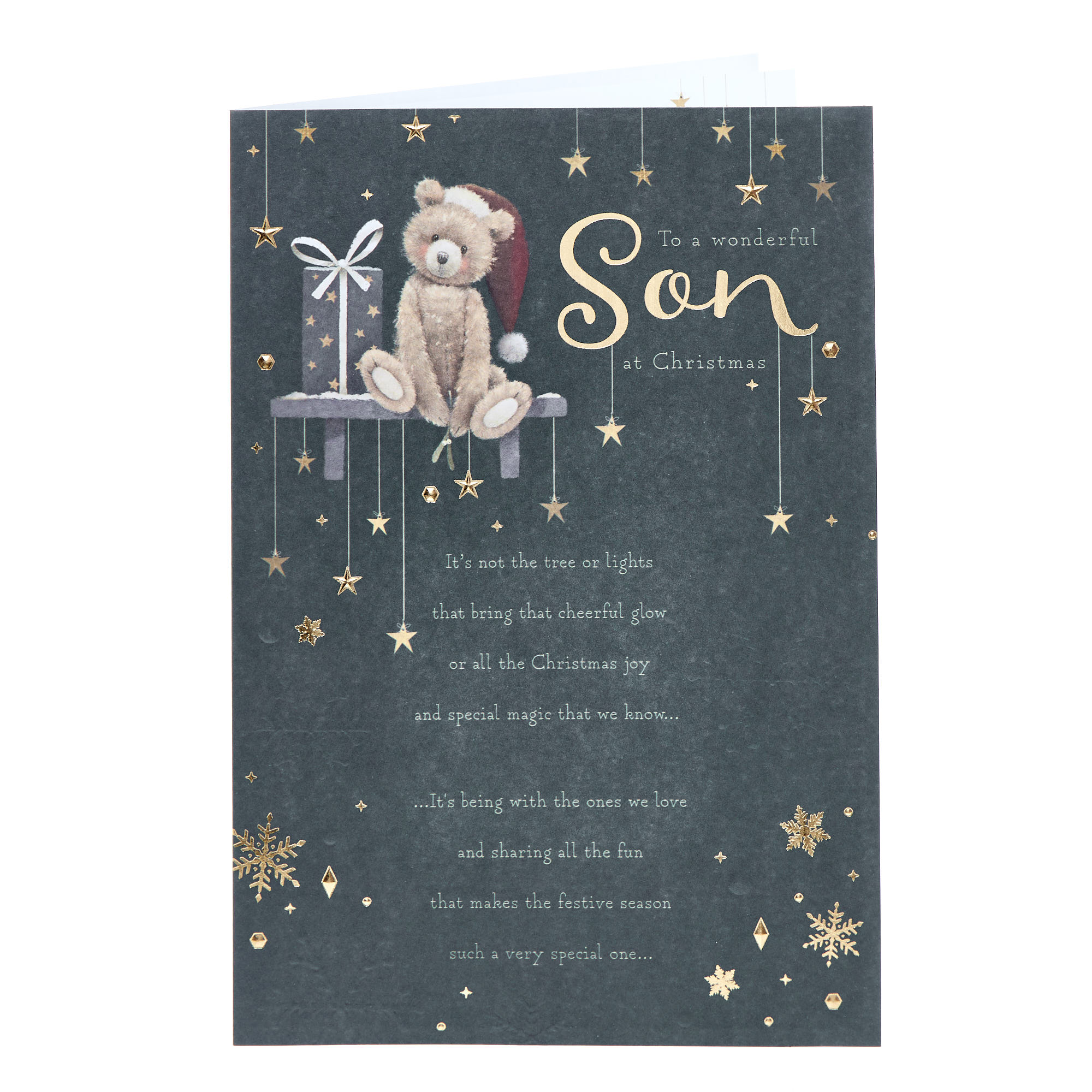 Son Verse & Bear in Santa Hat Christmas Card