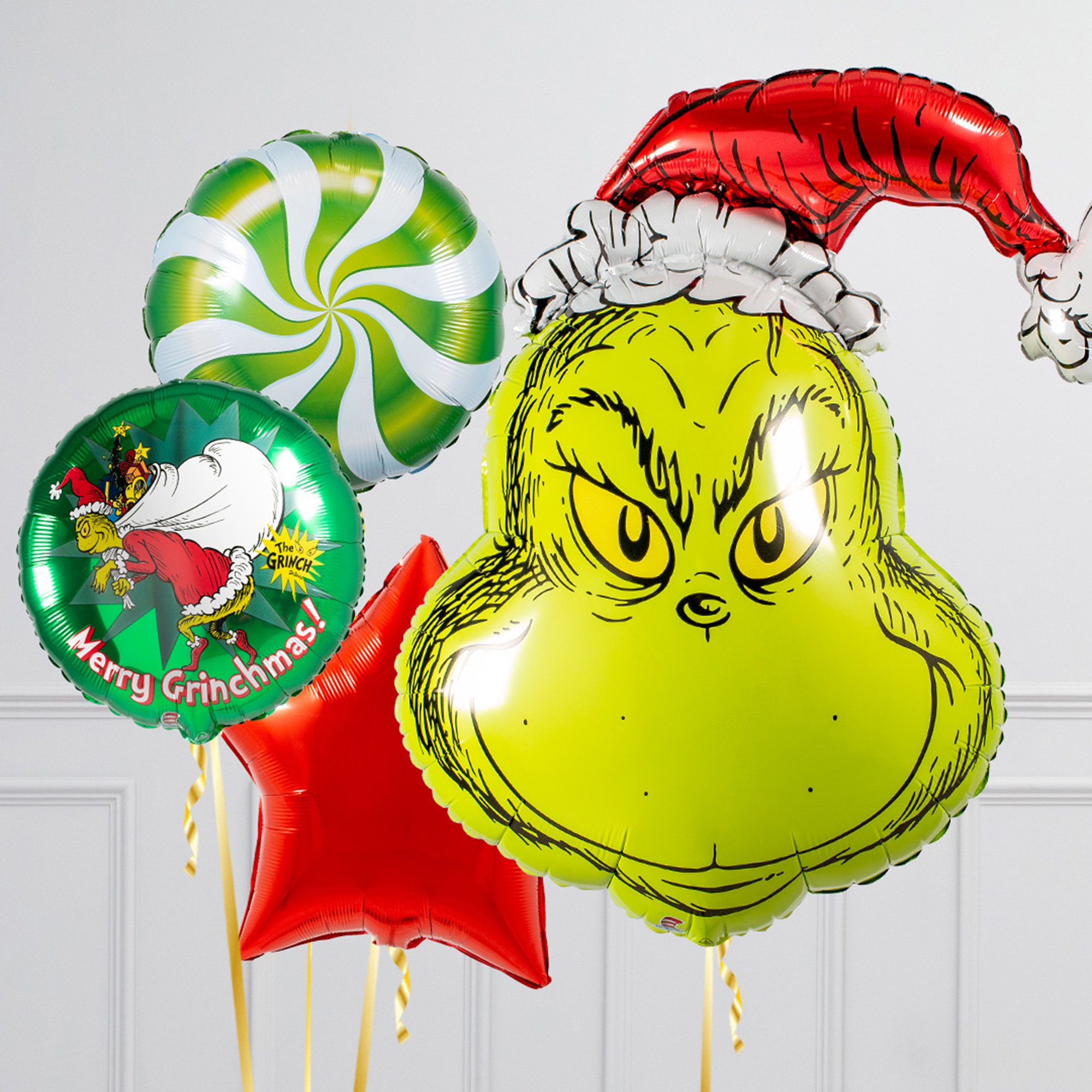 Merry Grinchmas Inflated Christmas Supershape & Foils Bundle - DELIVERED INFLATED!