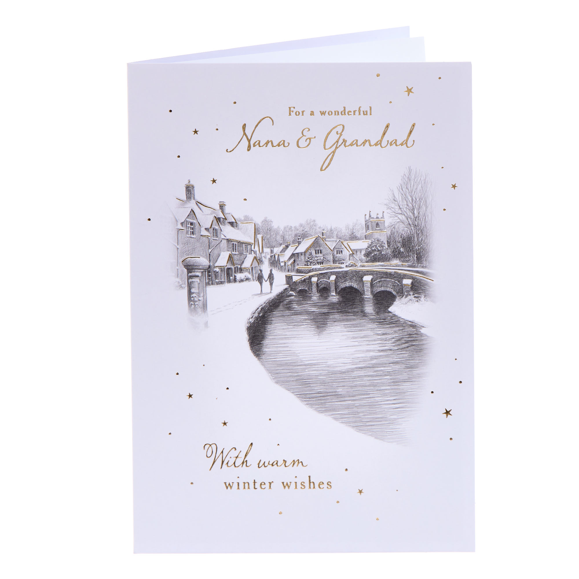 Nana & Grandad Village Sketch Christmas Card