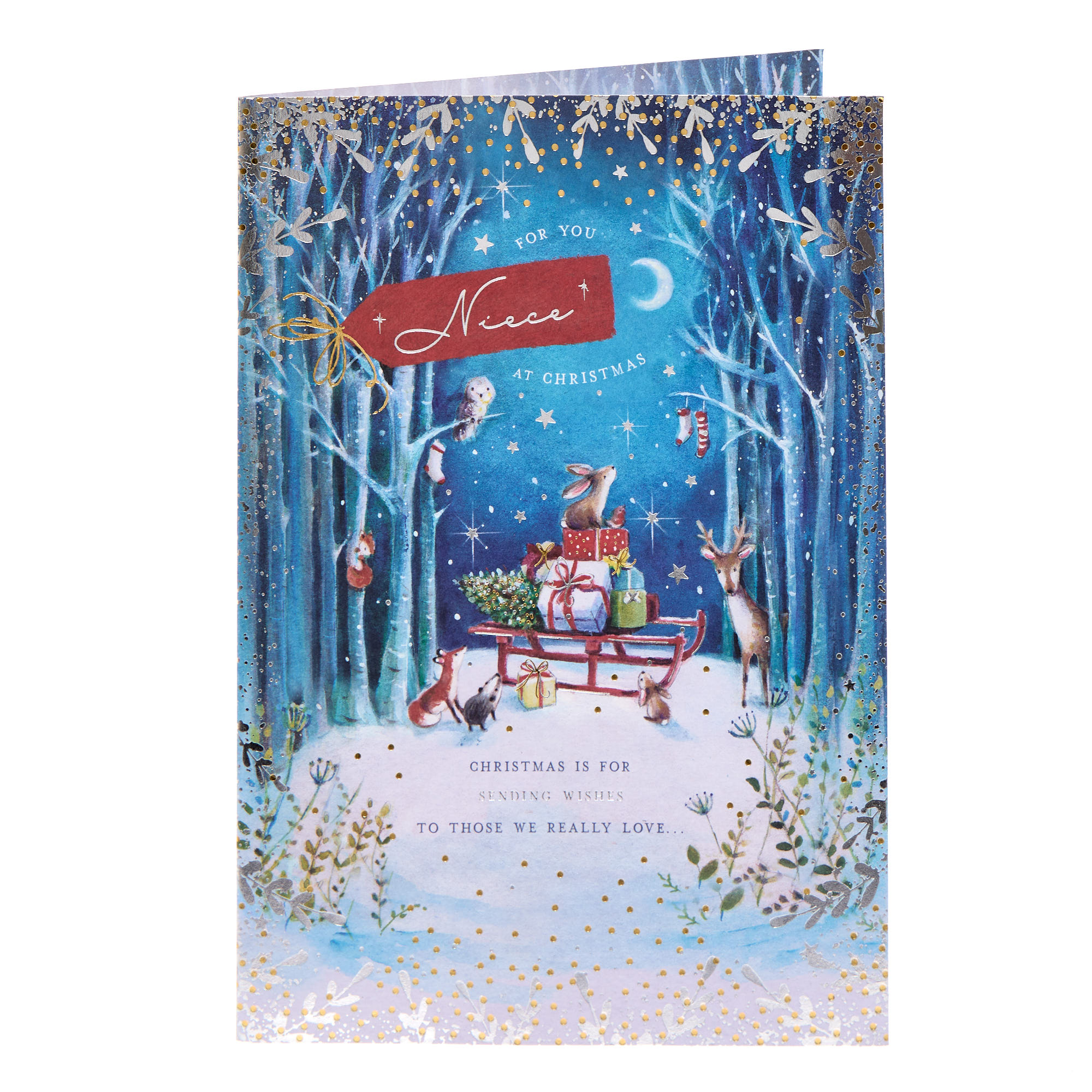 Niece Woodland Animals Christmas Card