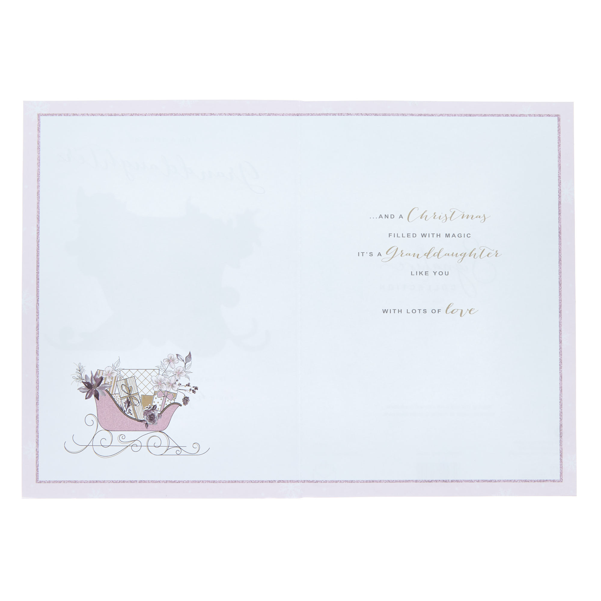 Granddaughter Pink Sleigh Christmas Card