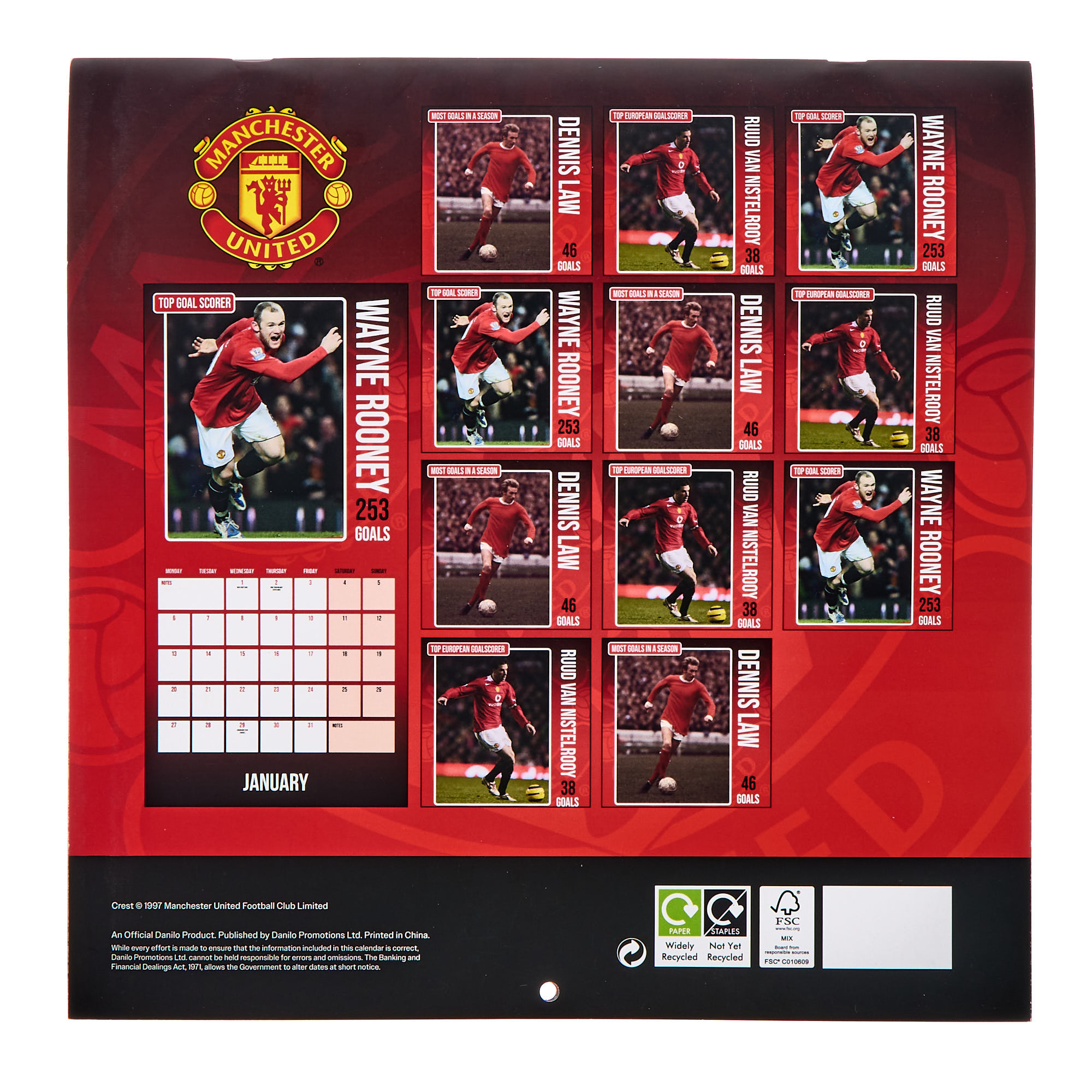 Manchester United 2025 Square Calendar