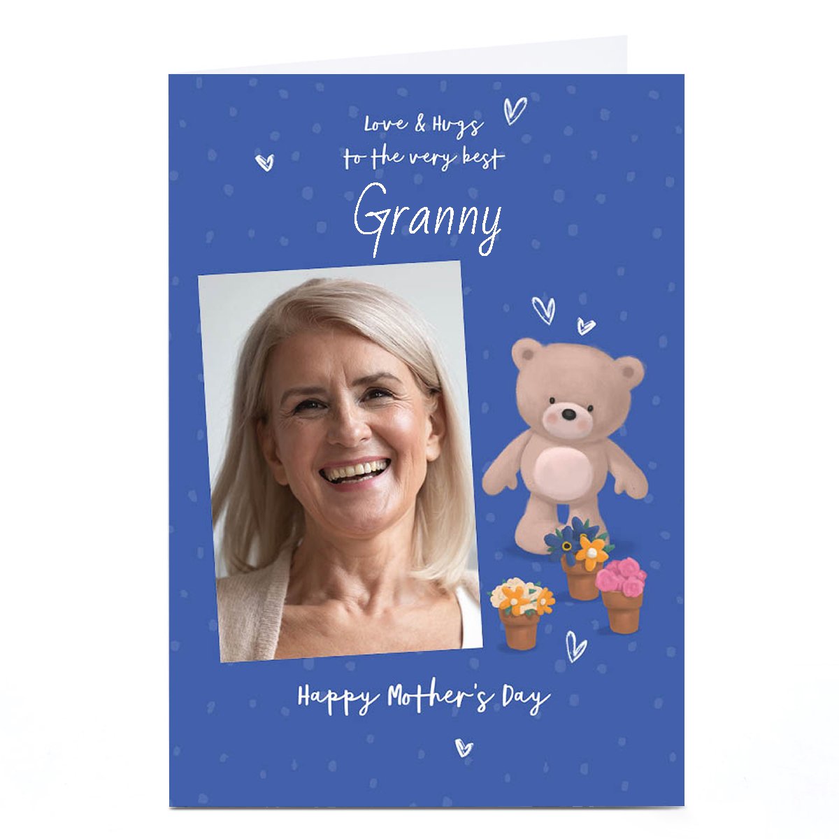Personalised Mother's Day Card - Hugs Bear with flowers - Granny