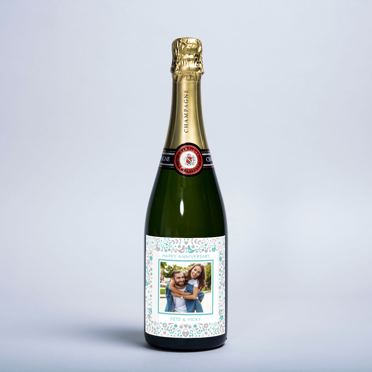 Luxury Personalised Champagne - Anniversary Photo & Text