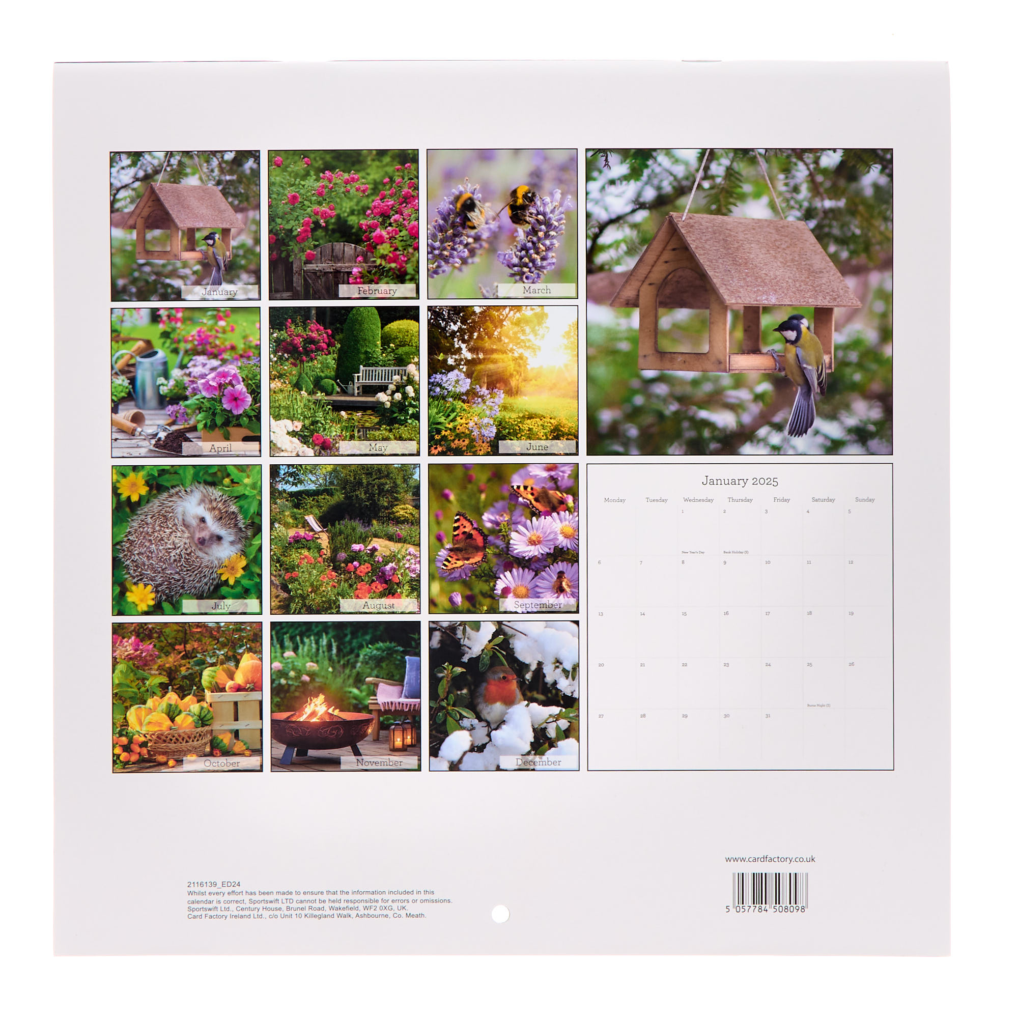 English Gardens 2025 Square Calendar