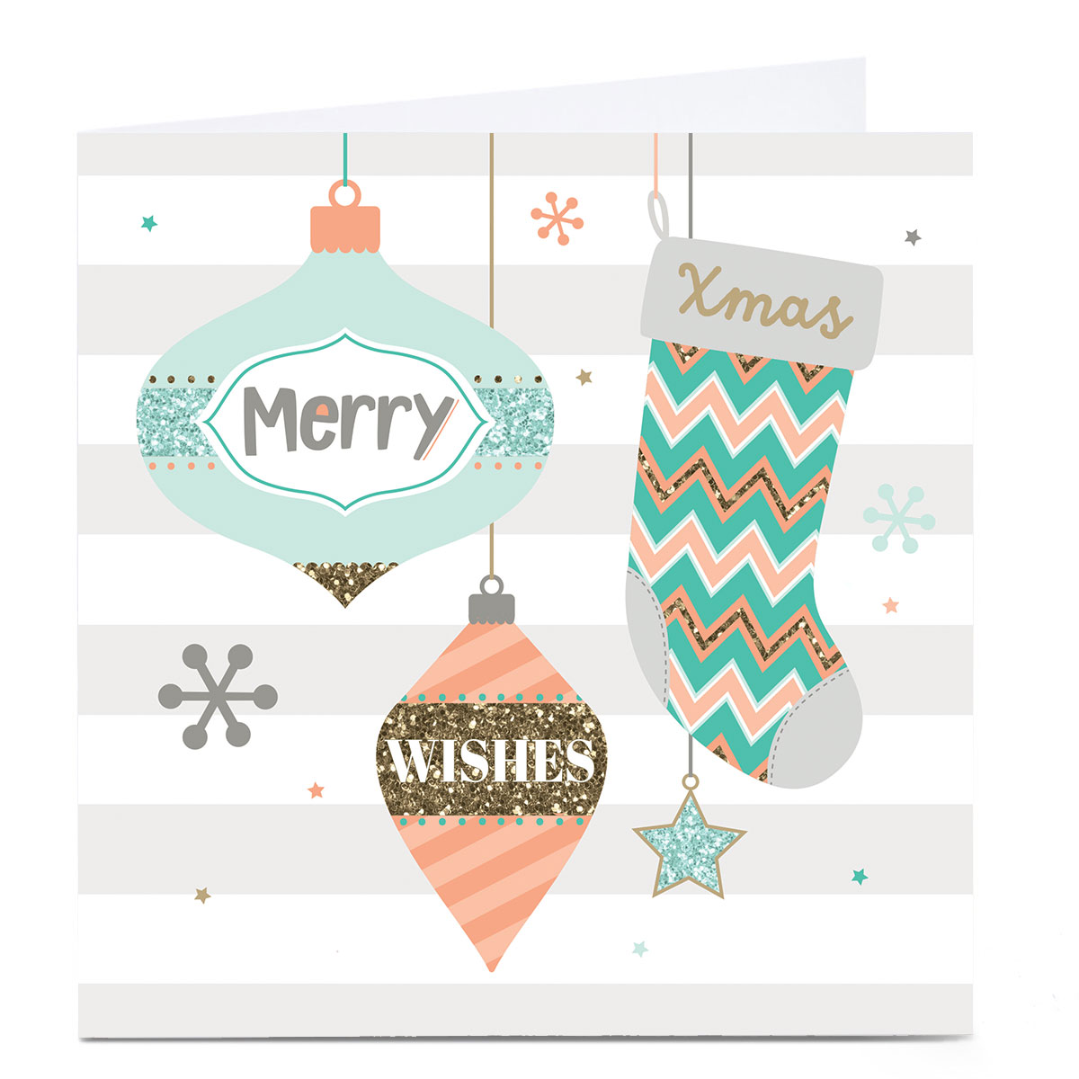 Personalised Christmas Card - Pastel Merry Xmas Wishes