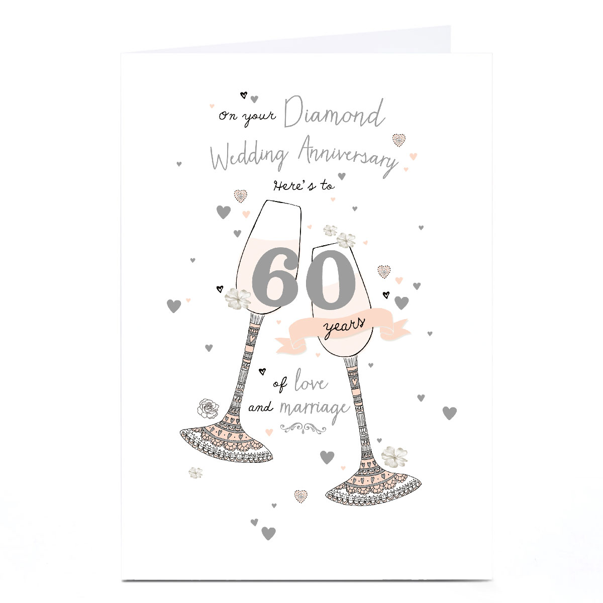 Personalised 60th Anniversary Card - On Your Diamond Wedding Anniversary Glasses