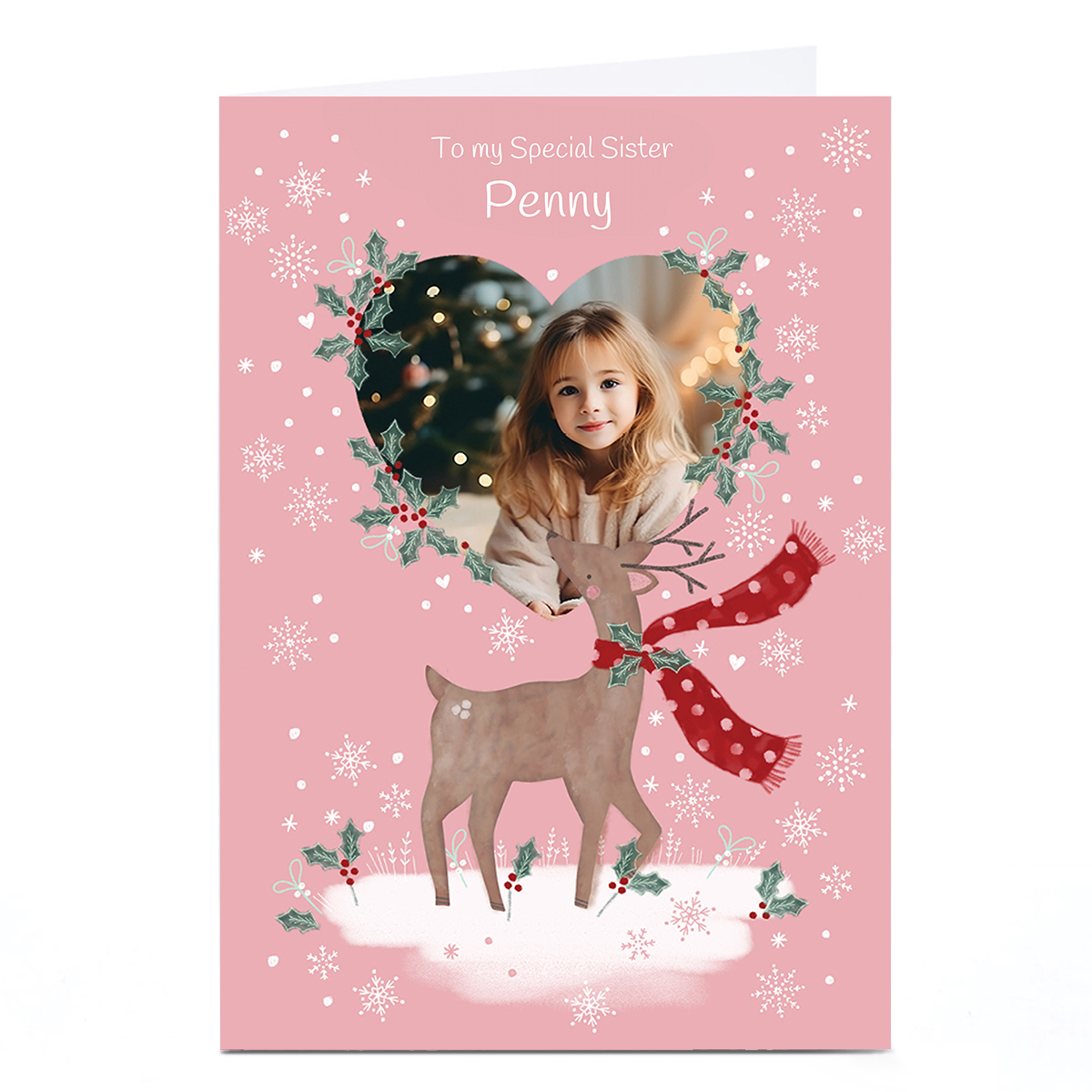 Photo Kerry Spurling Christmas Card - Pink Deer, Special Sister