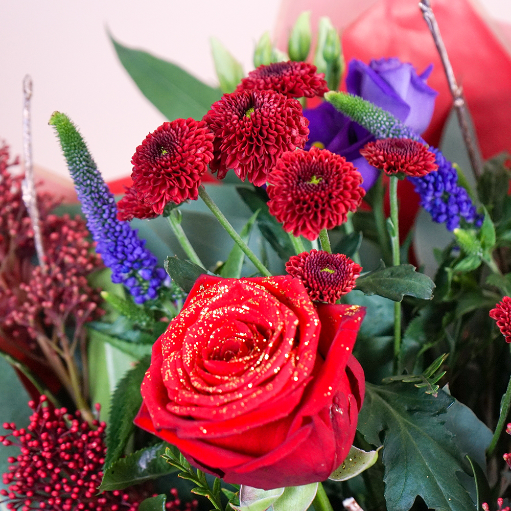 Crimson Elegance Flower Bouquet - Free Delivery!