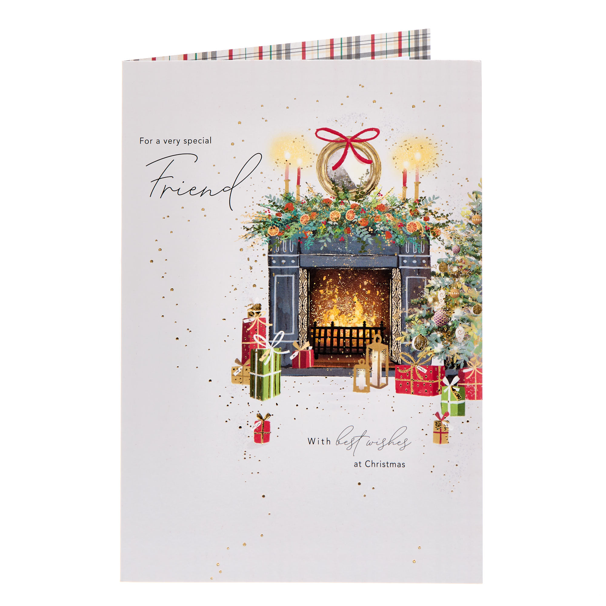 Friend Festive Fireplace Christmas Card