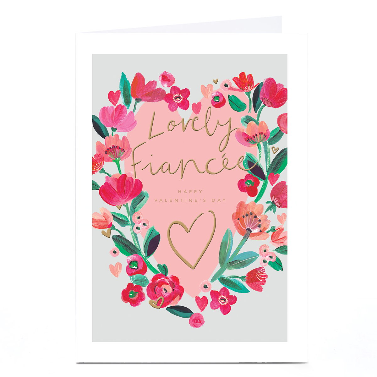 Personalised Valentine's Day Card - Floral Heart, Lovely Fiancee