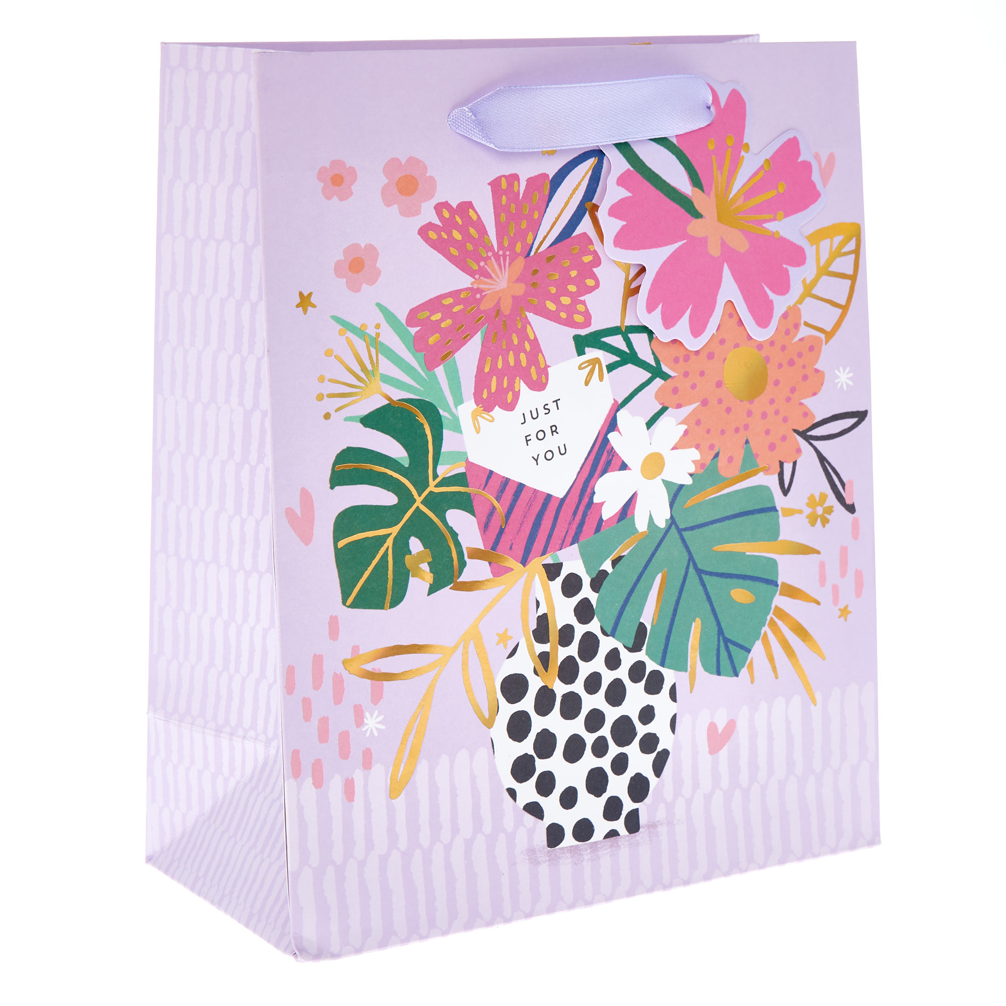 Just For You Plant Leaves Medium Portrait Gift Bag