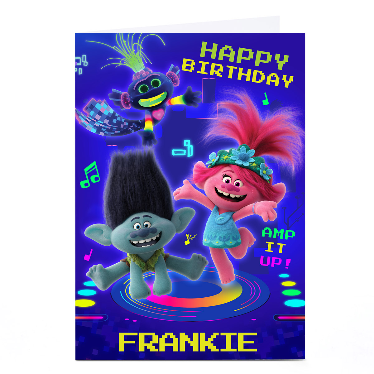 Personalised Trolls Birthday Card - Amp It Up
