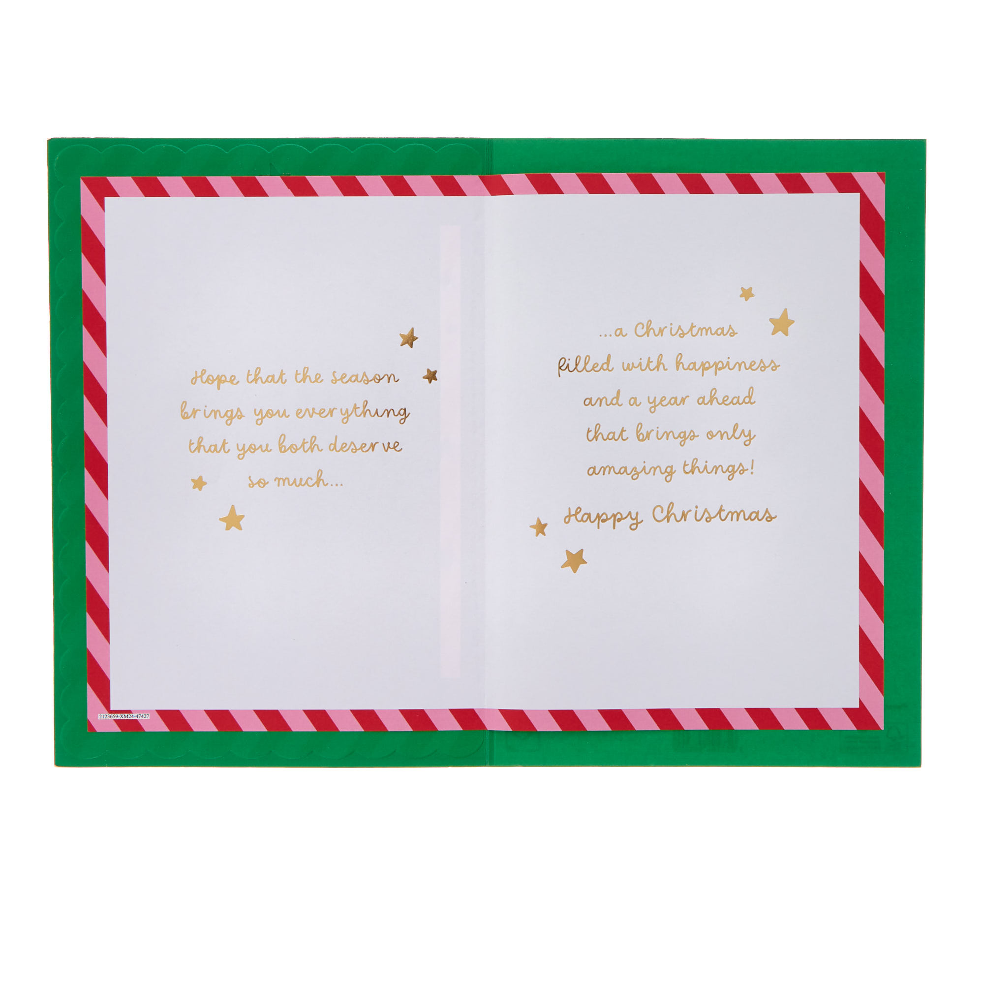 Nanna & Grandad Pink & Red Stripes Christmas Card