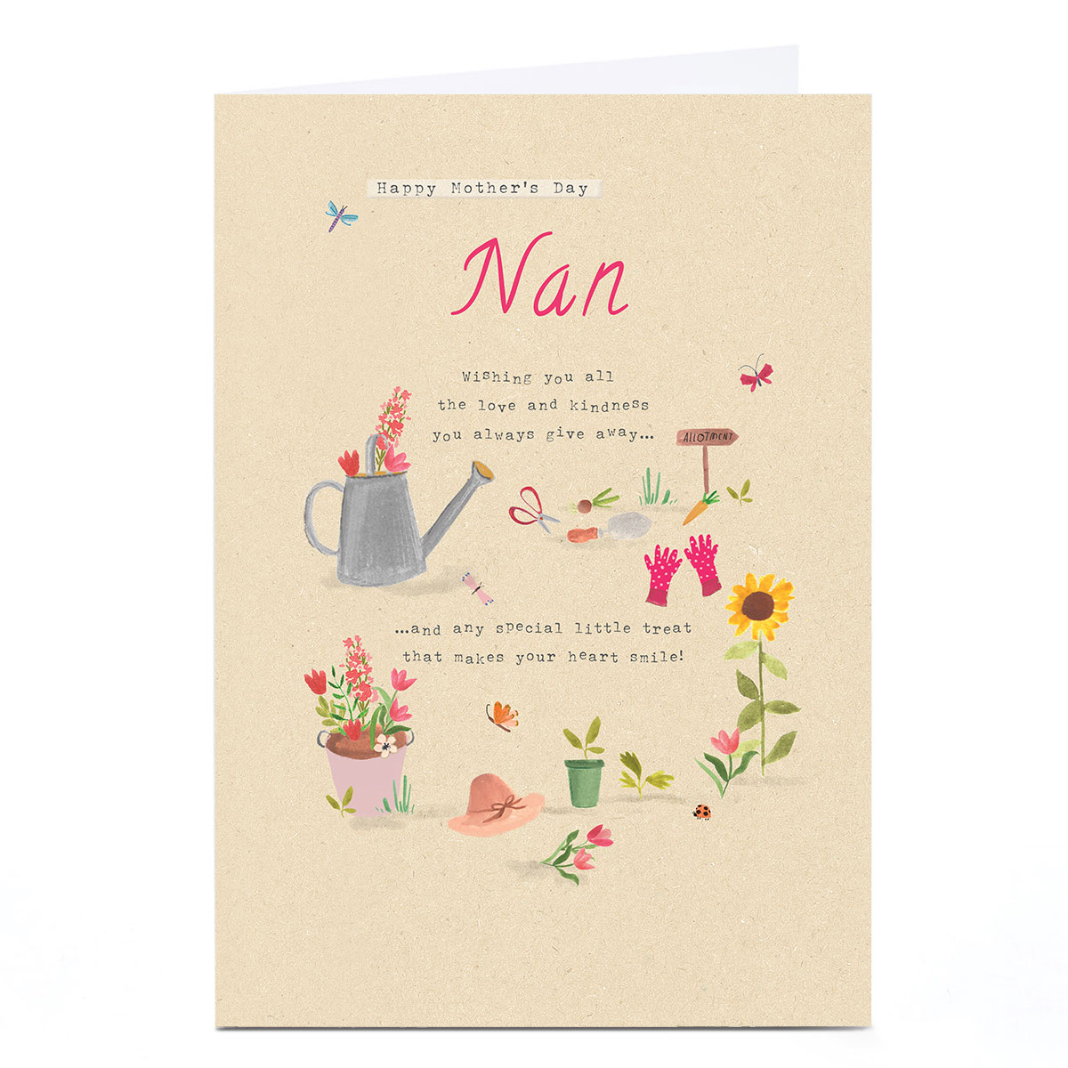 Personalised Mother's Day Card - Gardening Love and Kindness, Nan