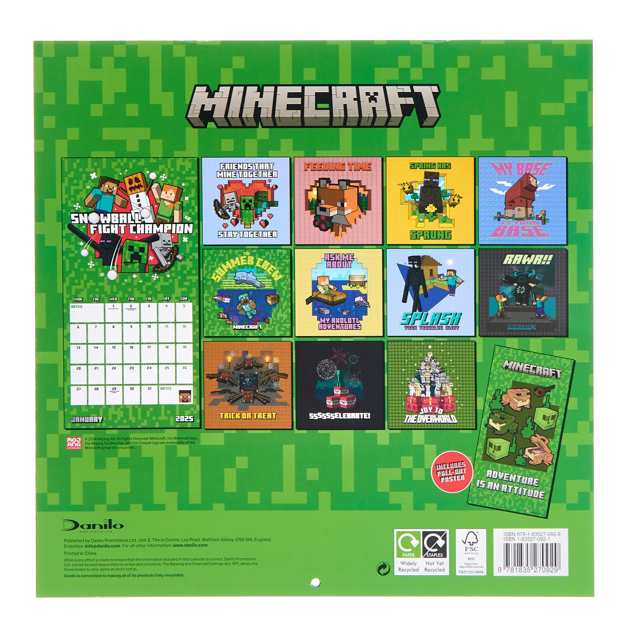 Minecraft 2025 Square Wall Calendar