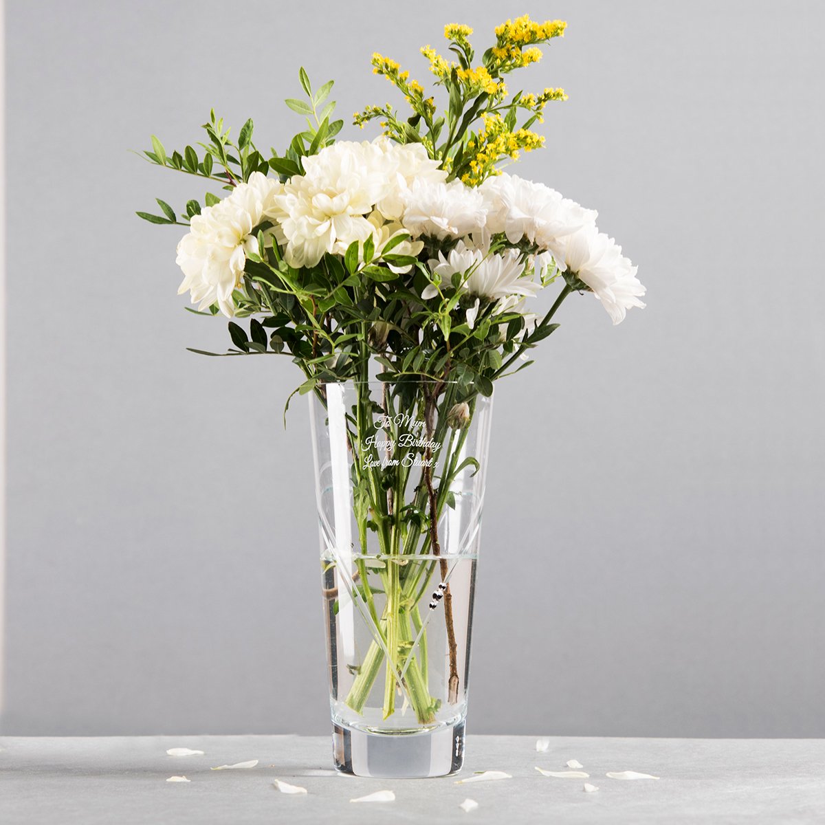 Engraved Glass Vase Embellished with Crystals